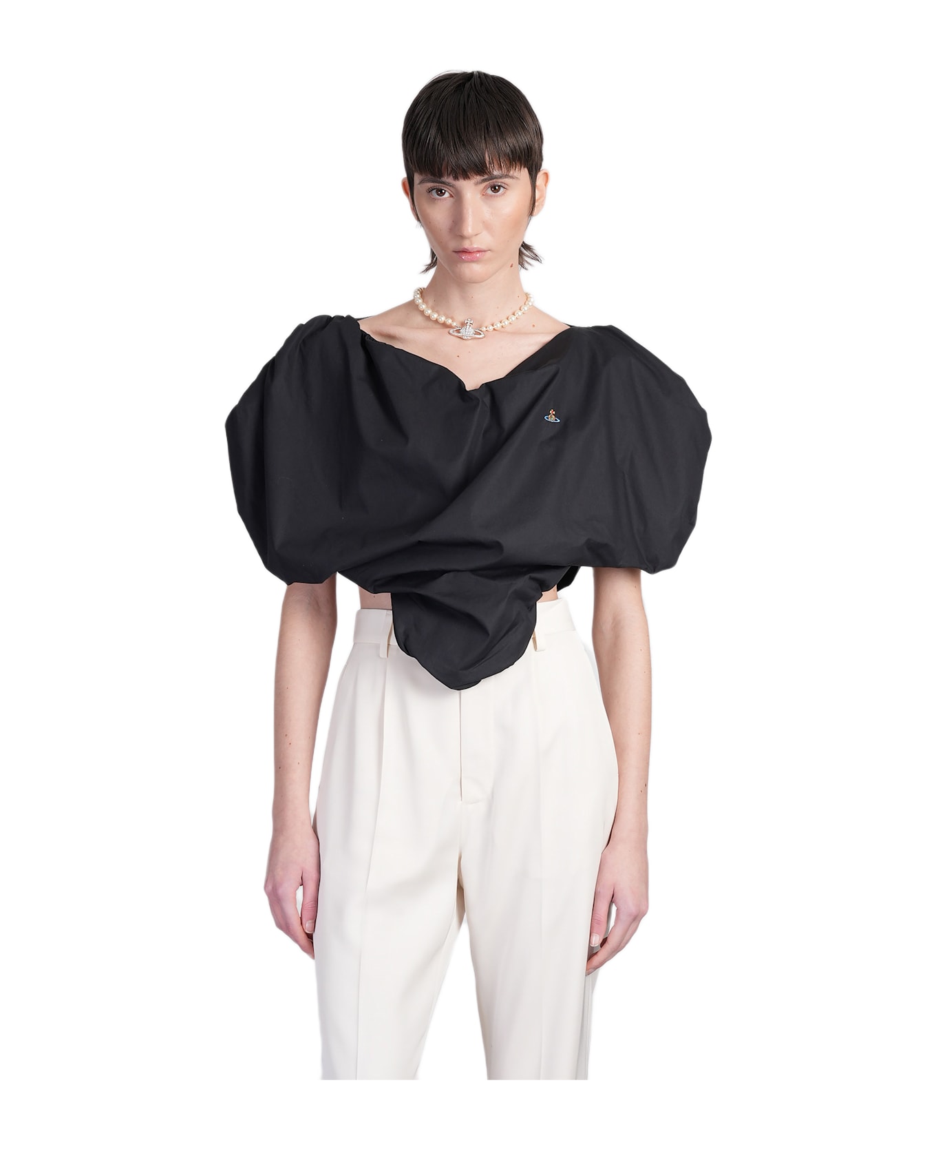 Vivienne Westwood Heart Top Topwear In Black Cotton - black