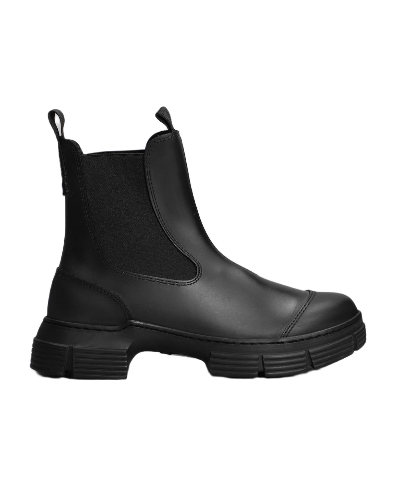 Ganni City Boot Combat Boots In Black Rubber/plasic - Nero