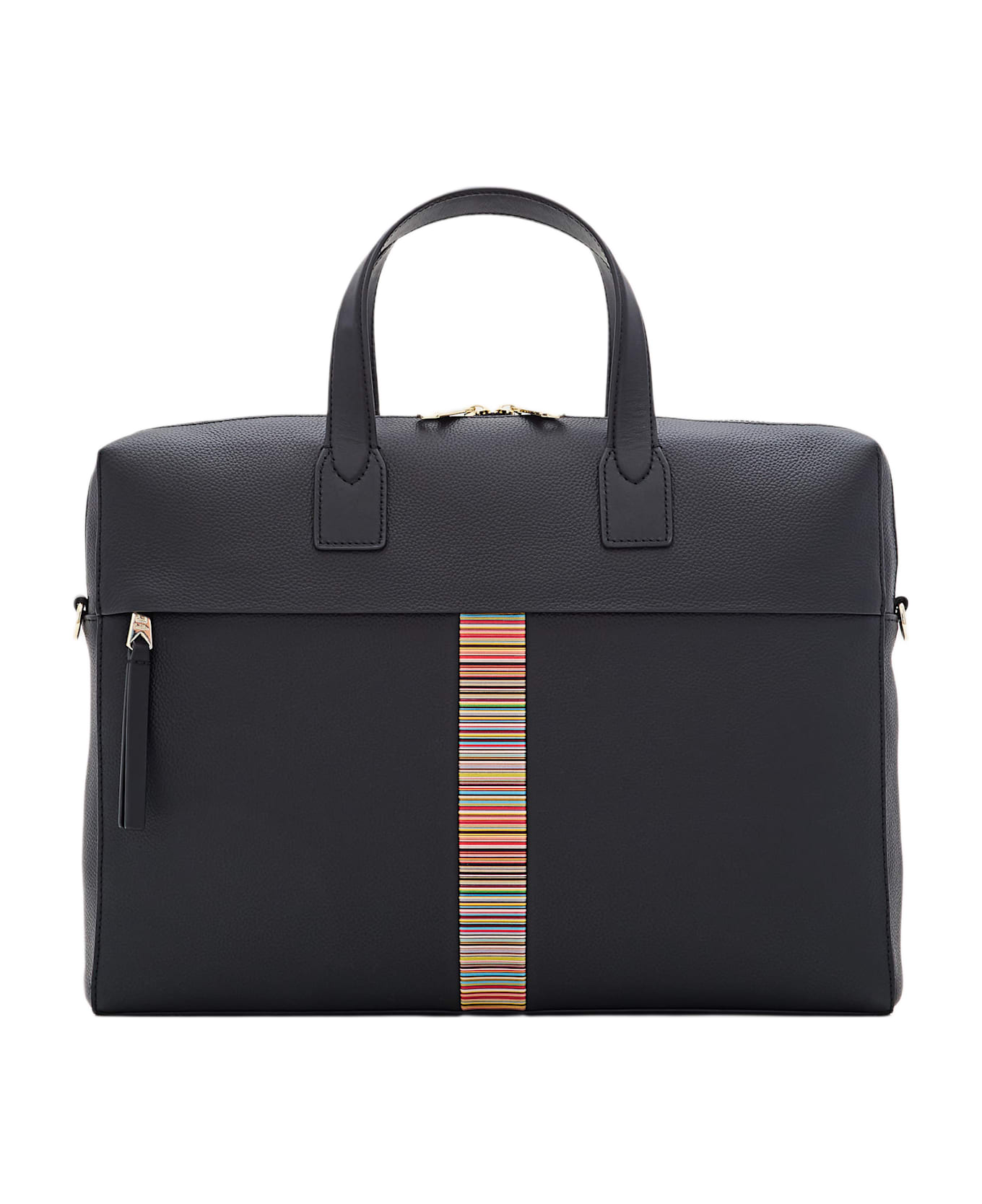 Paul Smith Black Leather 'signature Stripe' Trim Folio - Black