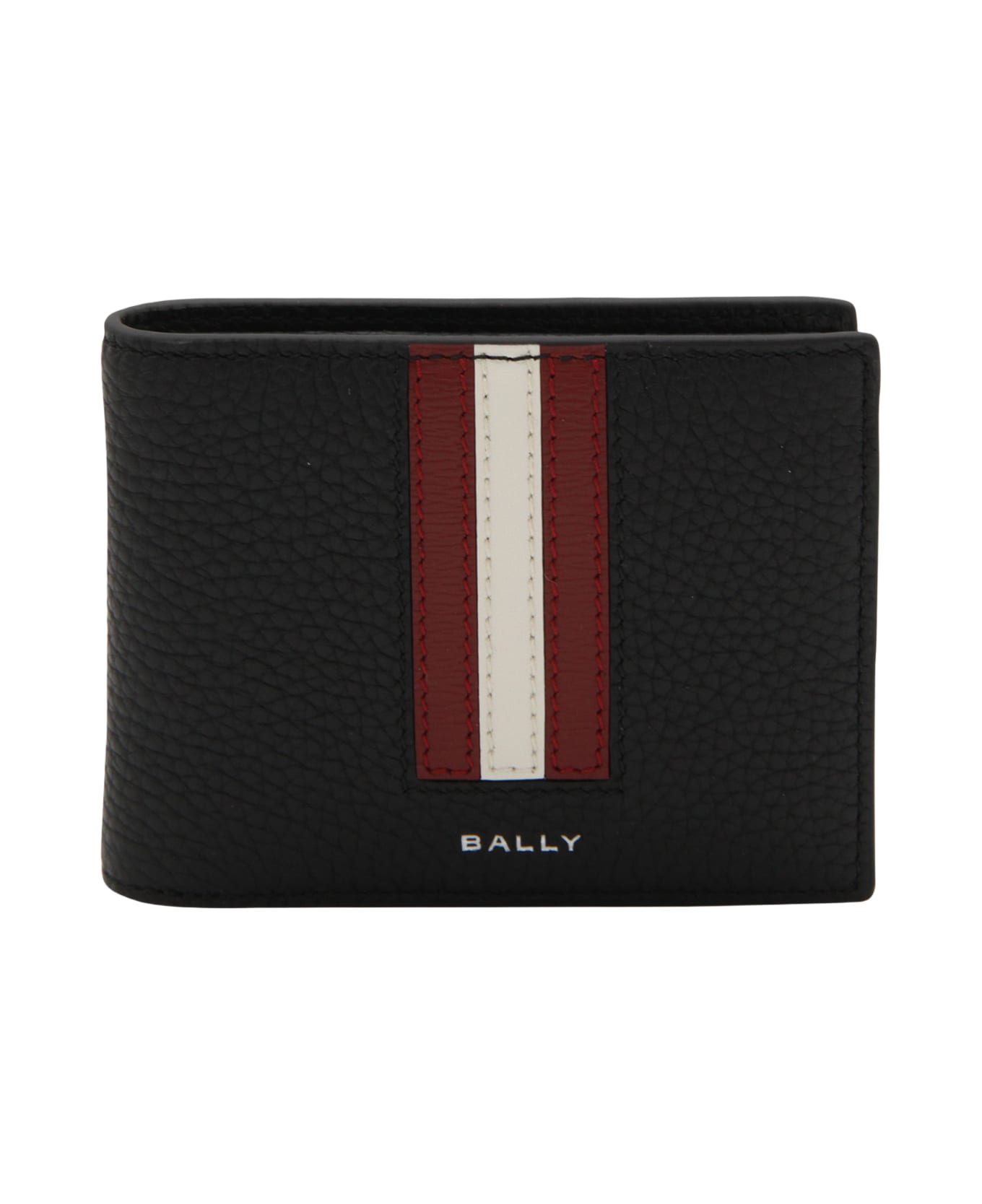 Bally Black Leather Wallet - BLACK/BALLYRED+PALL