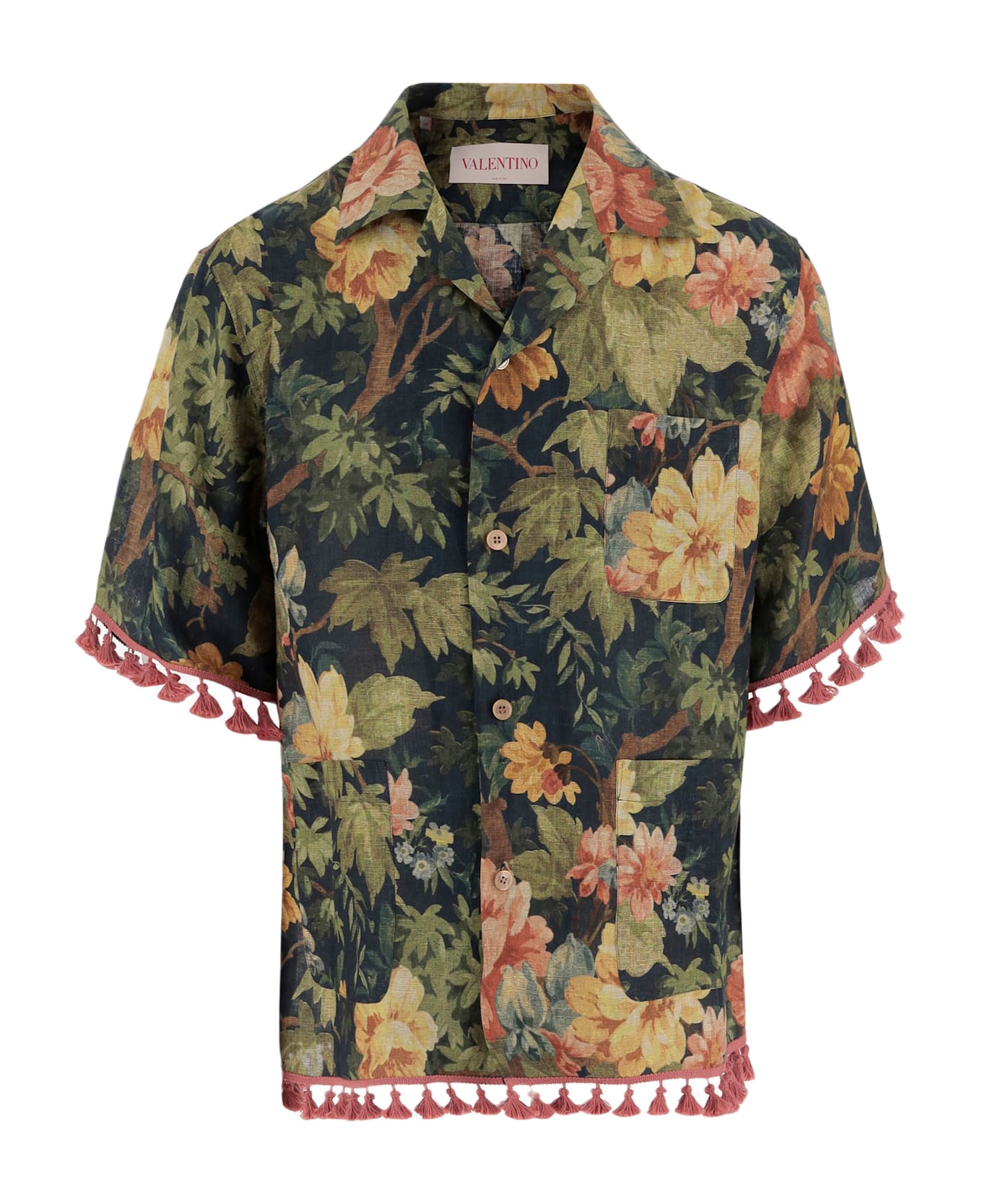 Valentino Multicolor Linen Shirt - Red