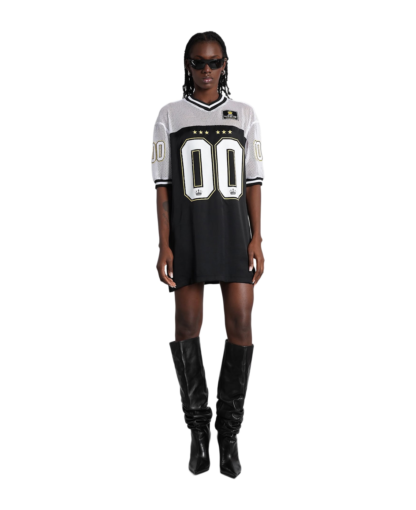 Off-White Mini Dress In Black Viscose - black