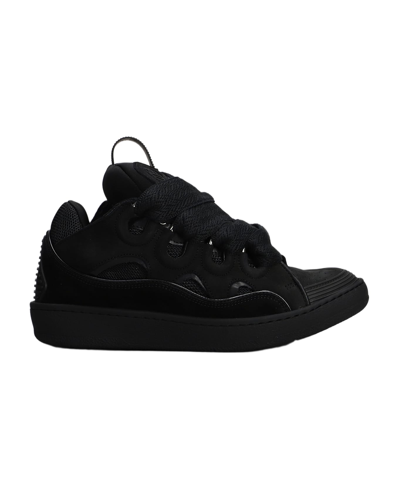 Lanvin Curb Sneakers In Black Suede And Leather - black