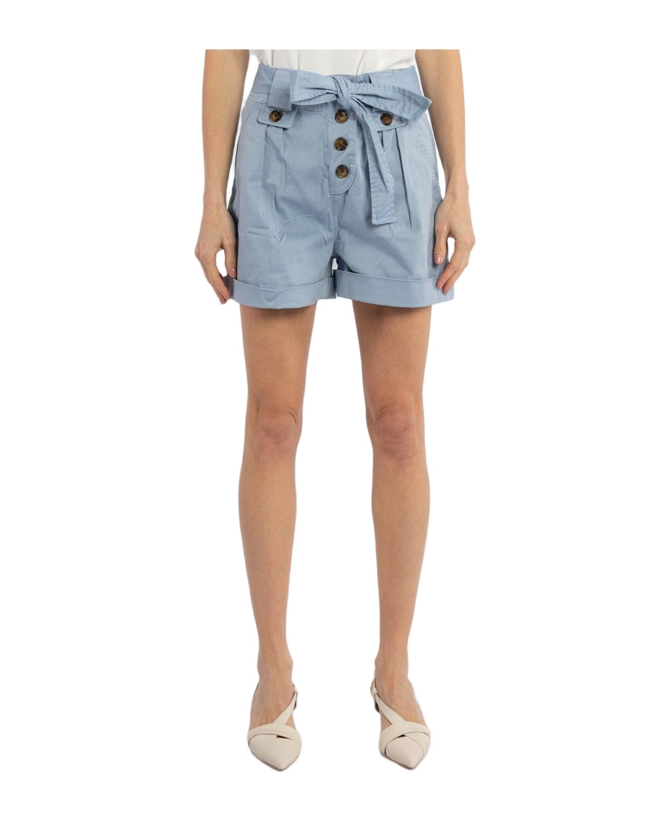 Woolrich Tied-waist Turn-up Hem Shorts - Clear Blue