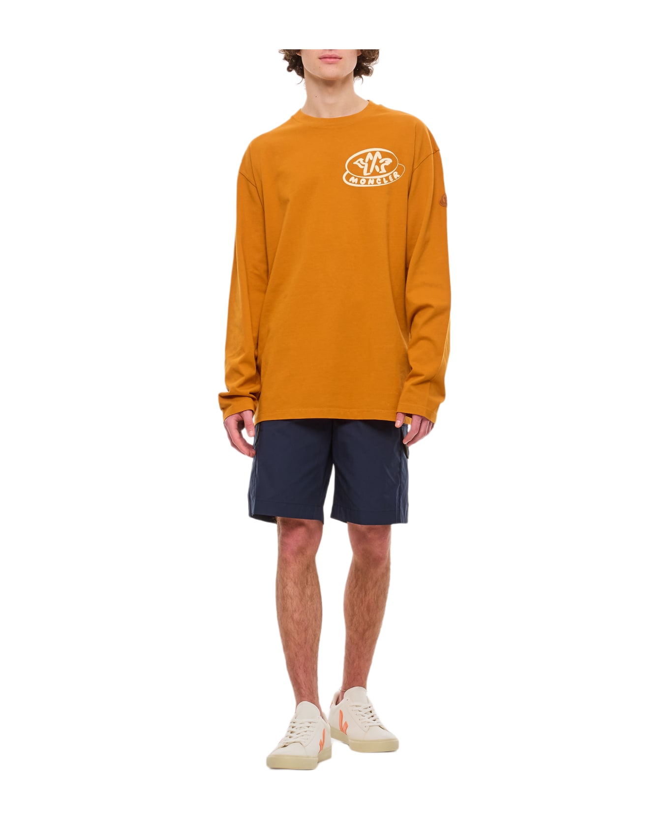 Moncler Ls Cotton T-shirt - Orange フリース