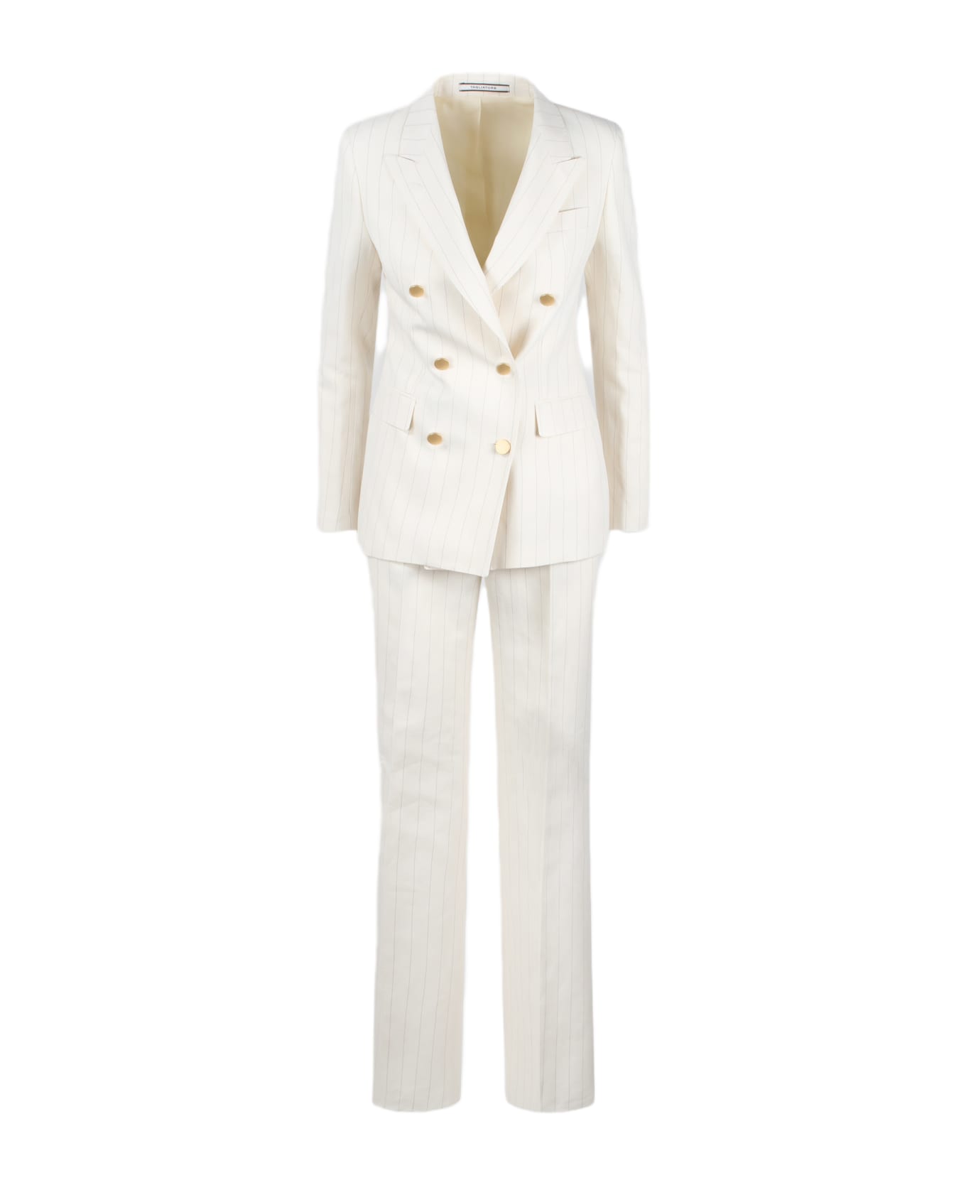 Tagliatore Striped Double-breasted Suit - White