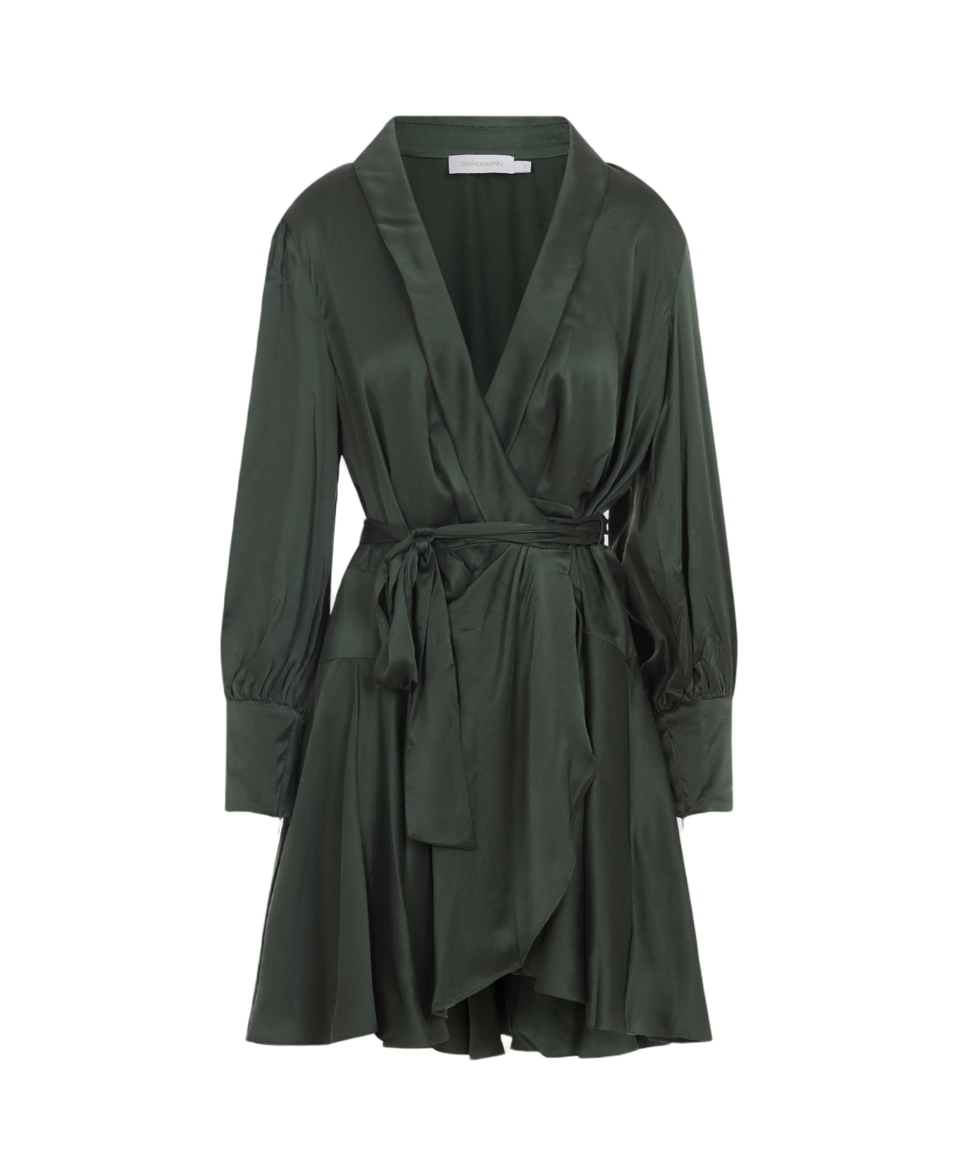 Zimmermann Silk Wrap Mini Dress - Dark Green