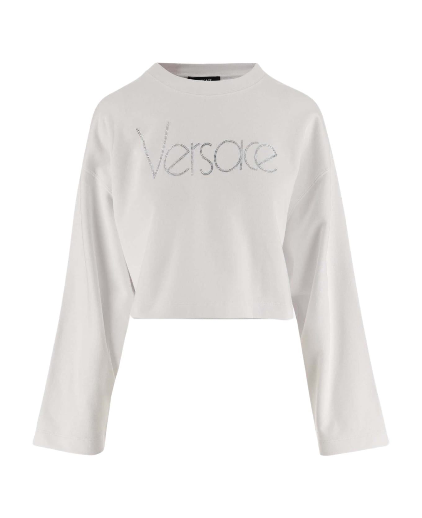 Versace 1978 Re-edition Crop Sweatshirt With Logo - White