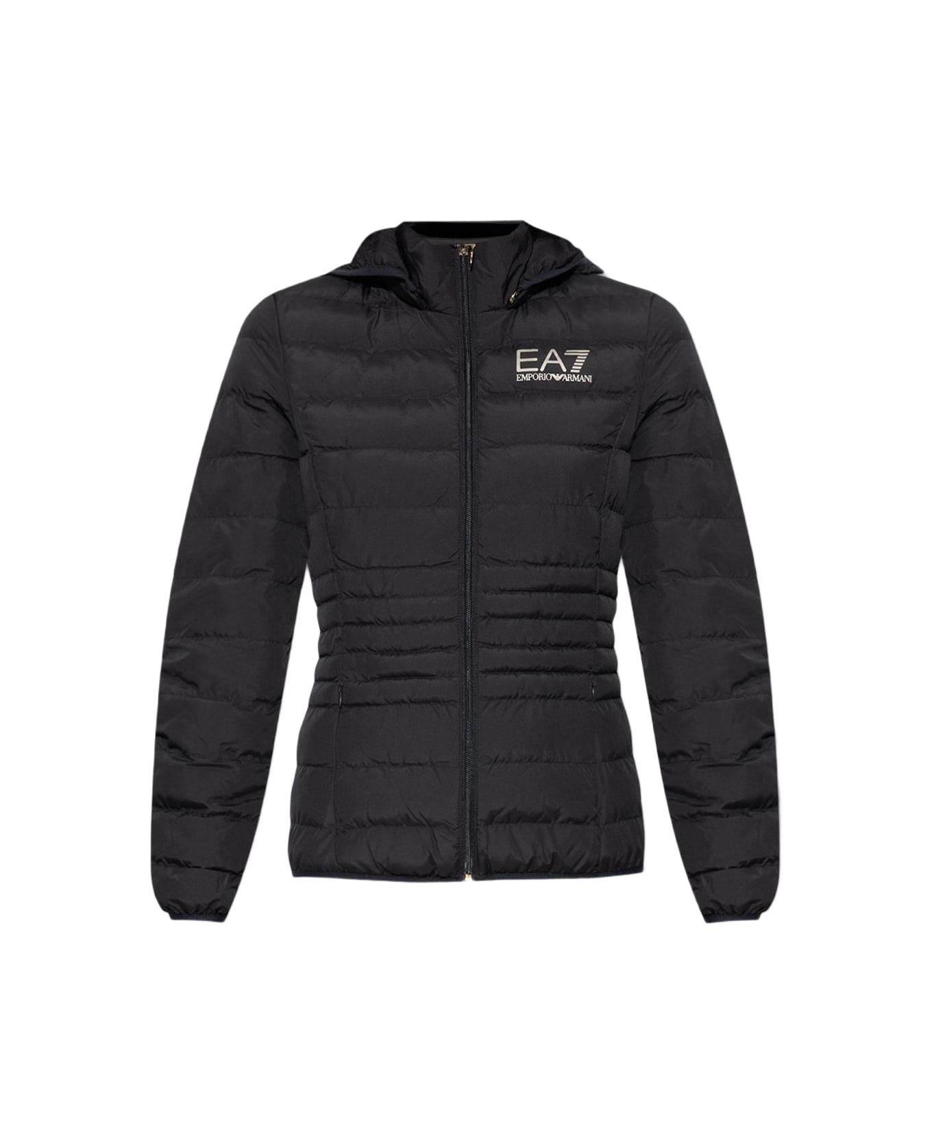 EA7 Emporio Armani Quilted Jacket With Logo - Black