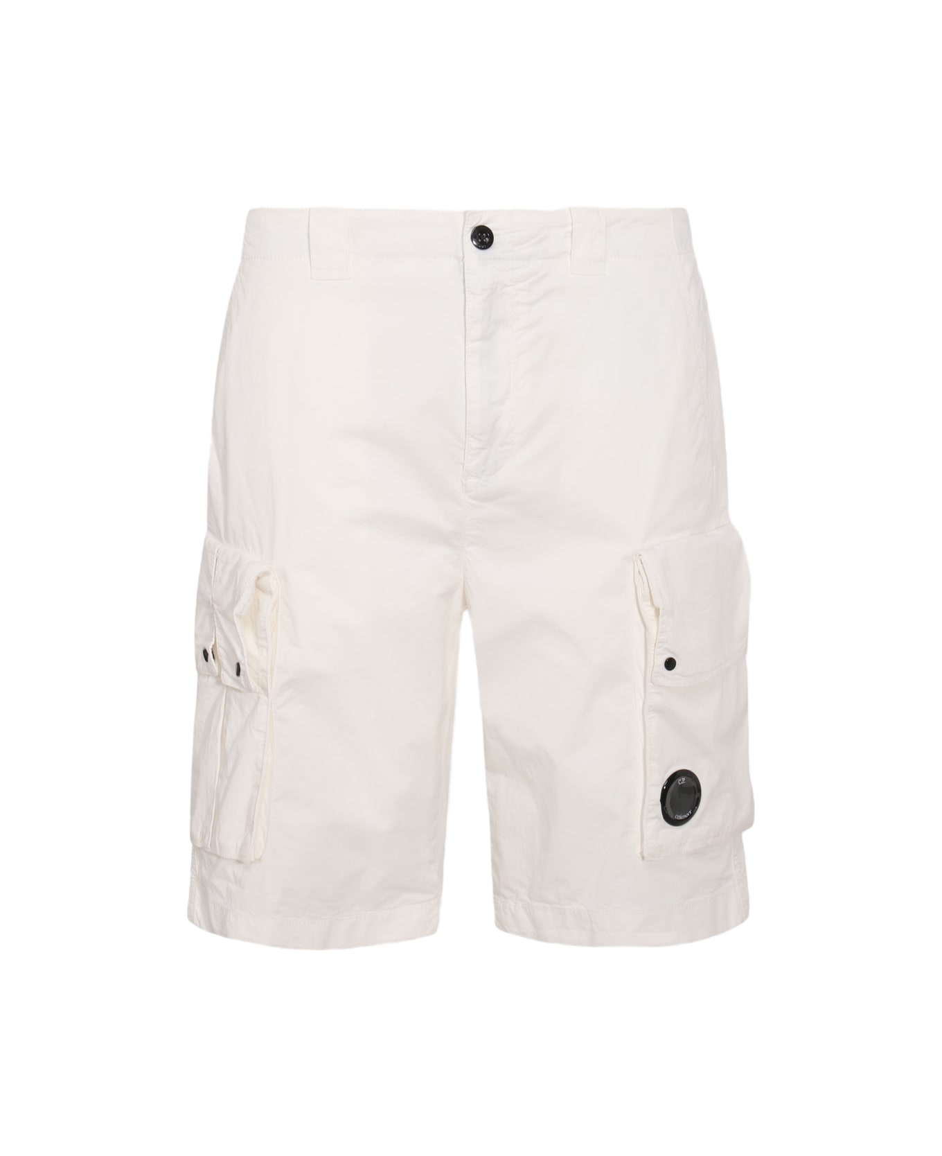 C.P. Company Gauze White Cotton Cargo Shorts - GAUZE WHITE