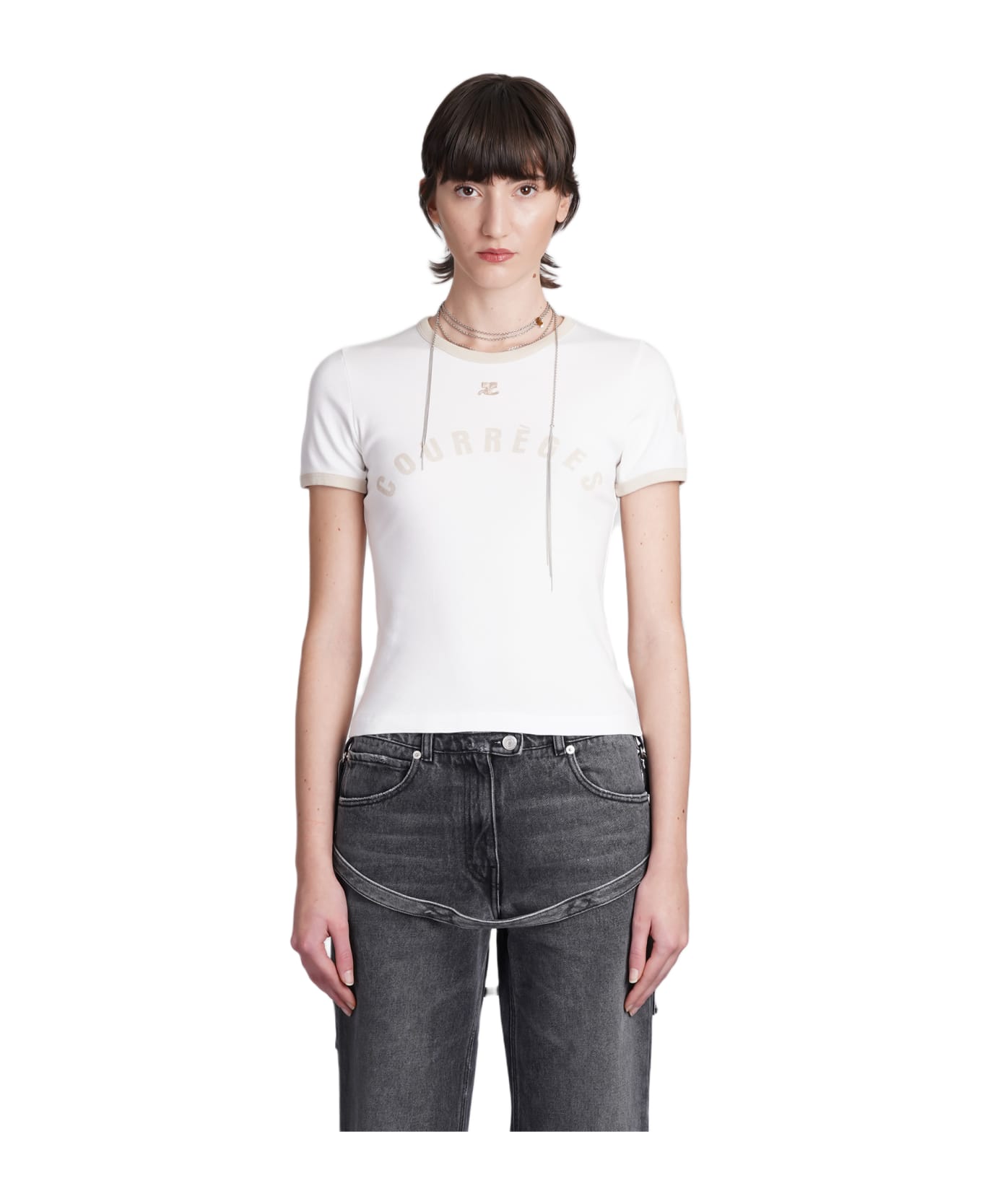 Courrèges T-shirt In White Cotton - WHITE/NEUTRALS