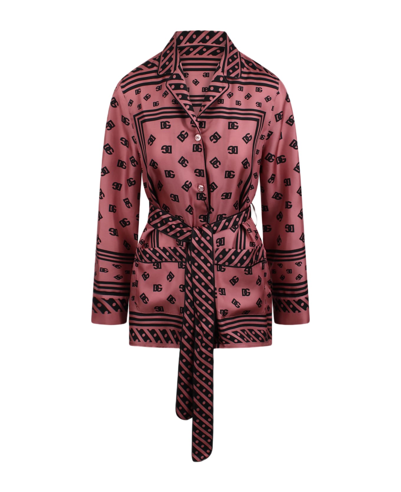 Dolce & Gabbana Pyjama Shirt With Allover Dg Logo Print