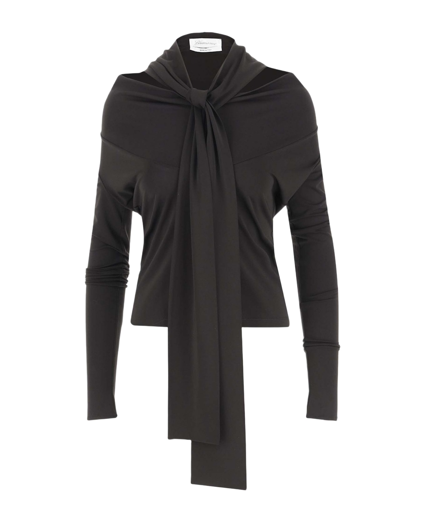 Blumarine Crepe Jersey Blouse With Scarf - Black