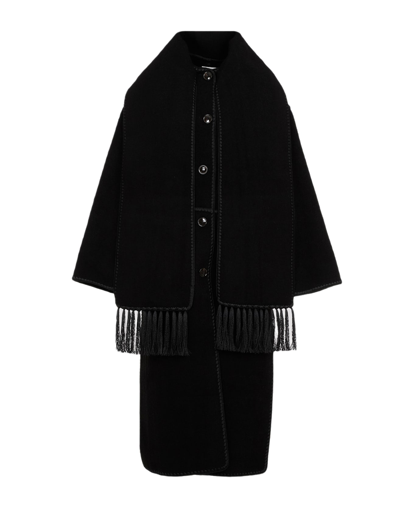 Totême Embroidered Scarf Coat - Black