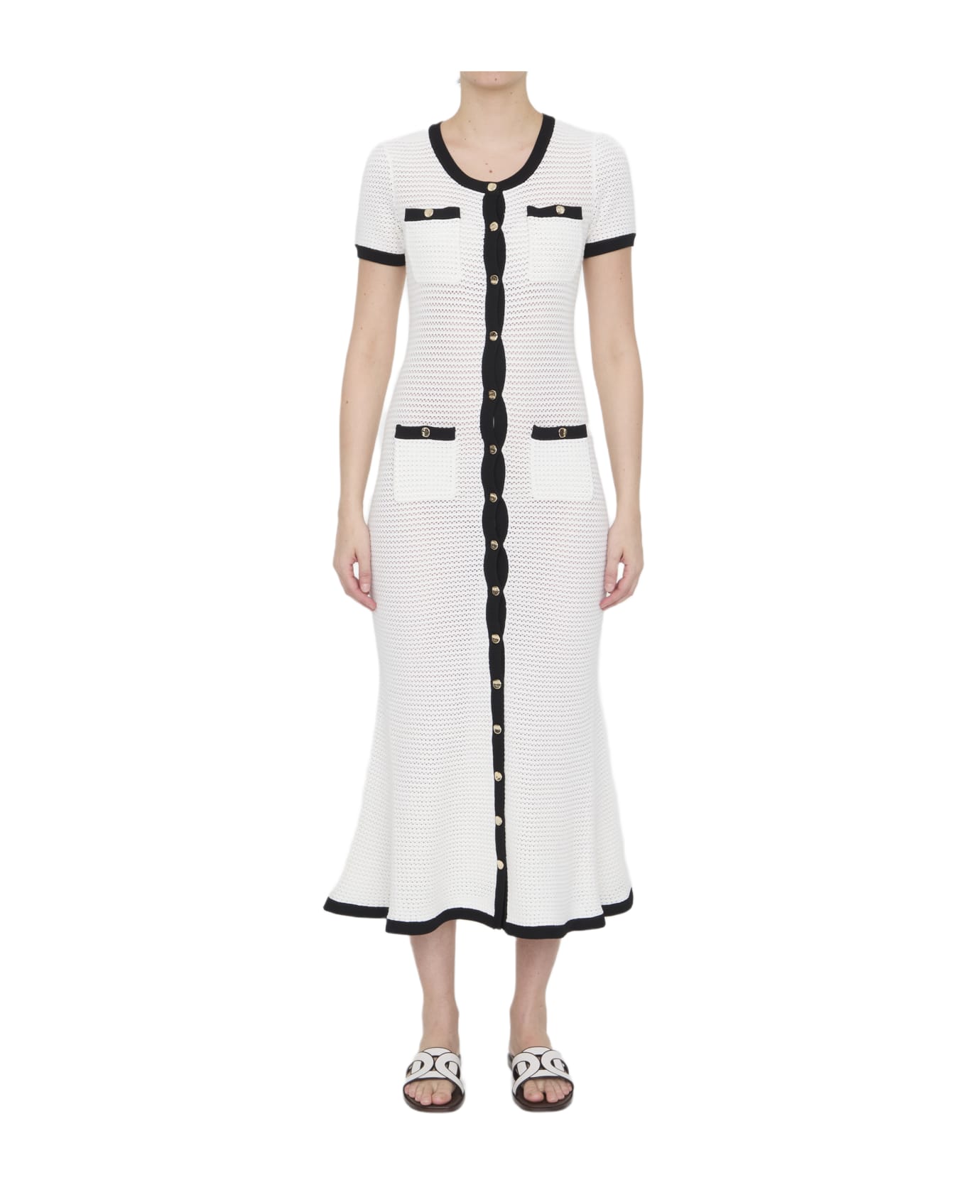 self-portrait Crochet Midi Dress - White ワンピース＆ドレス
