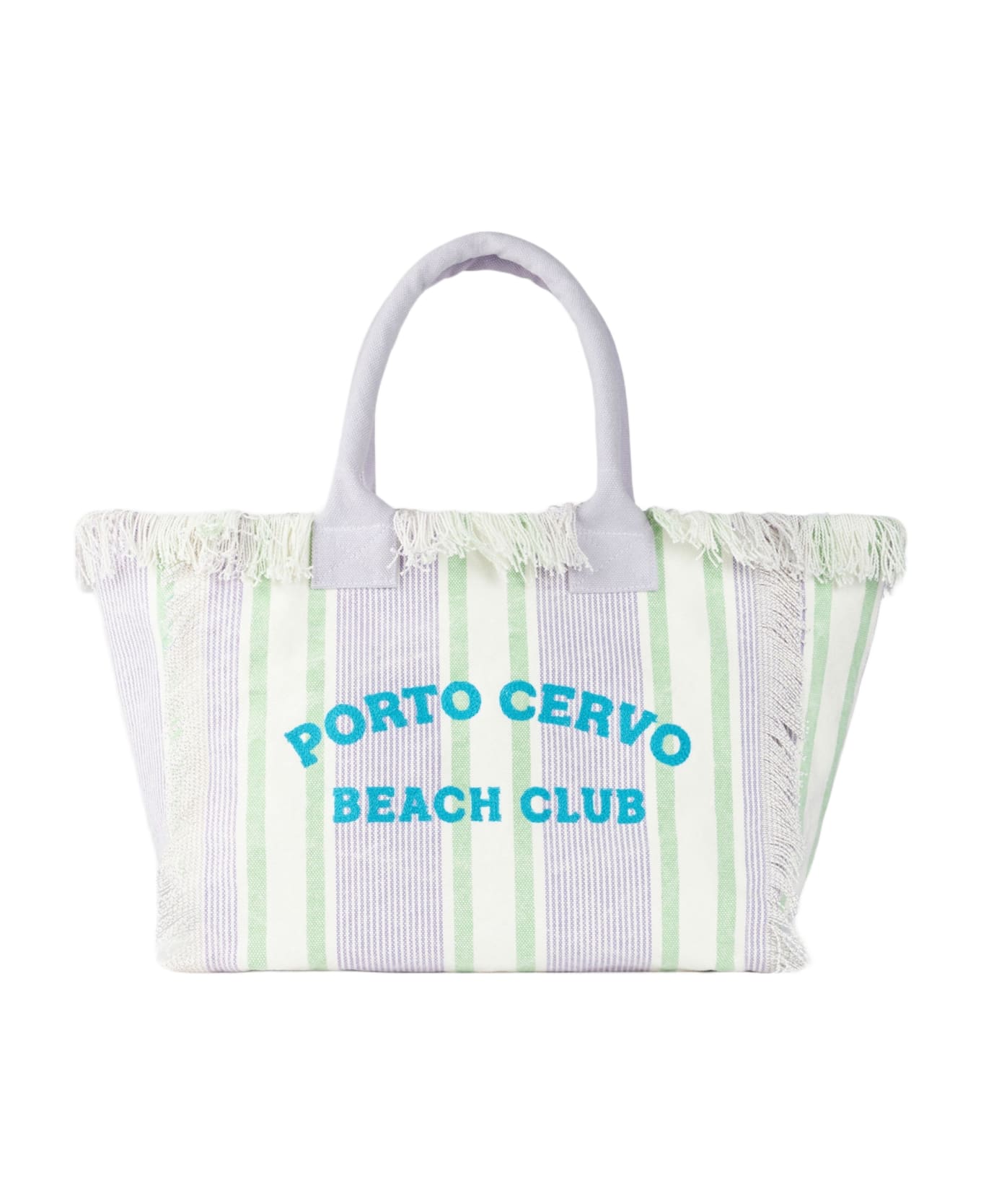 MC2 Saint Barth Porto Cervo Beach Club Striped Cotton Canvas Vanity Tote Bag - PINK