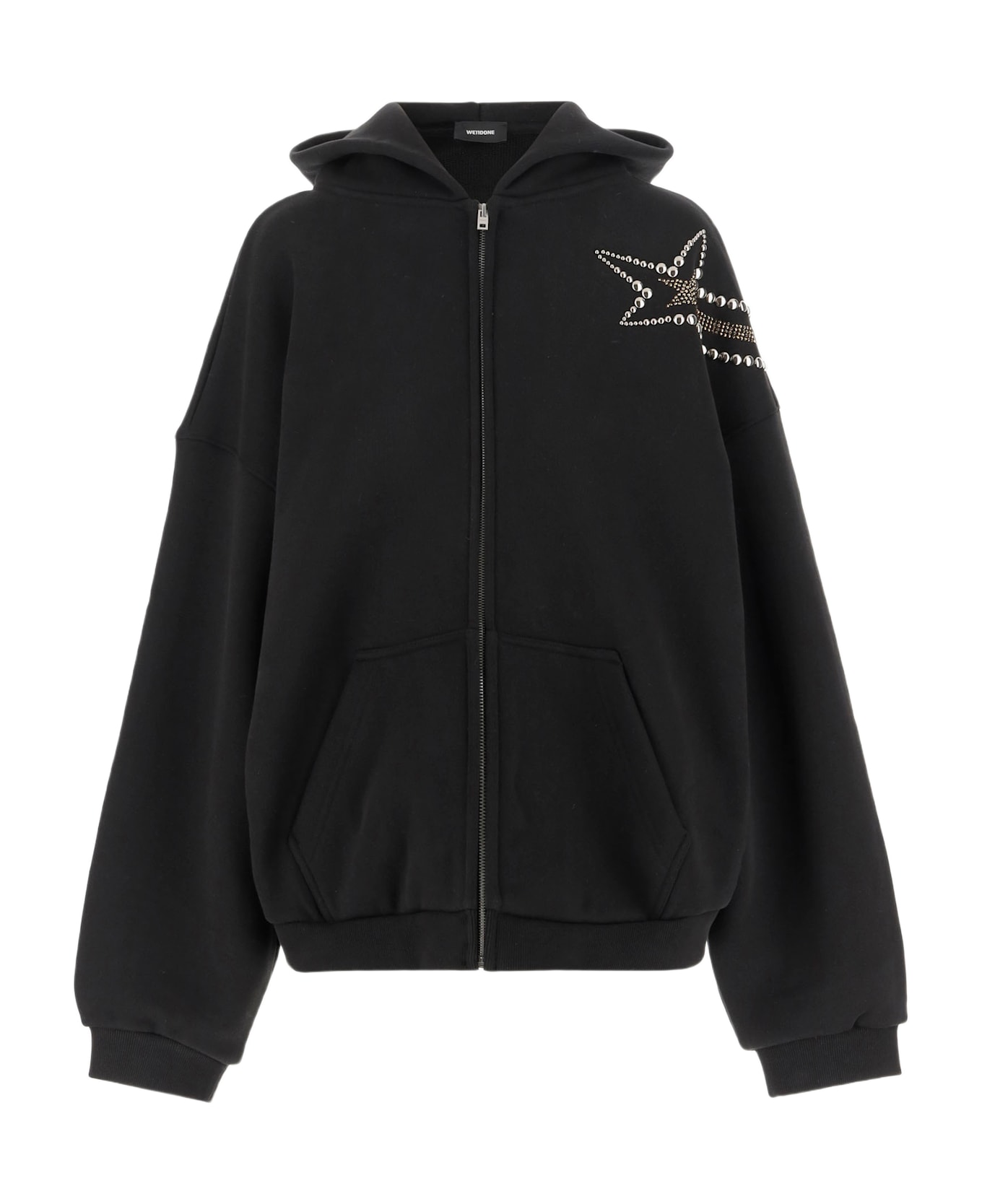 WE11 DONE Cotton Hoodie With Star - Black