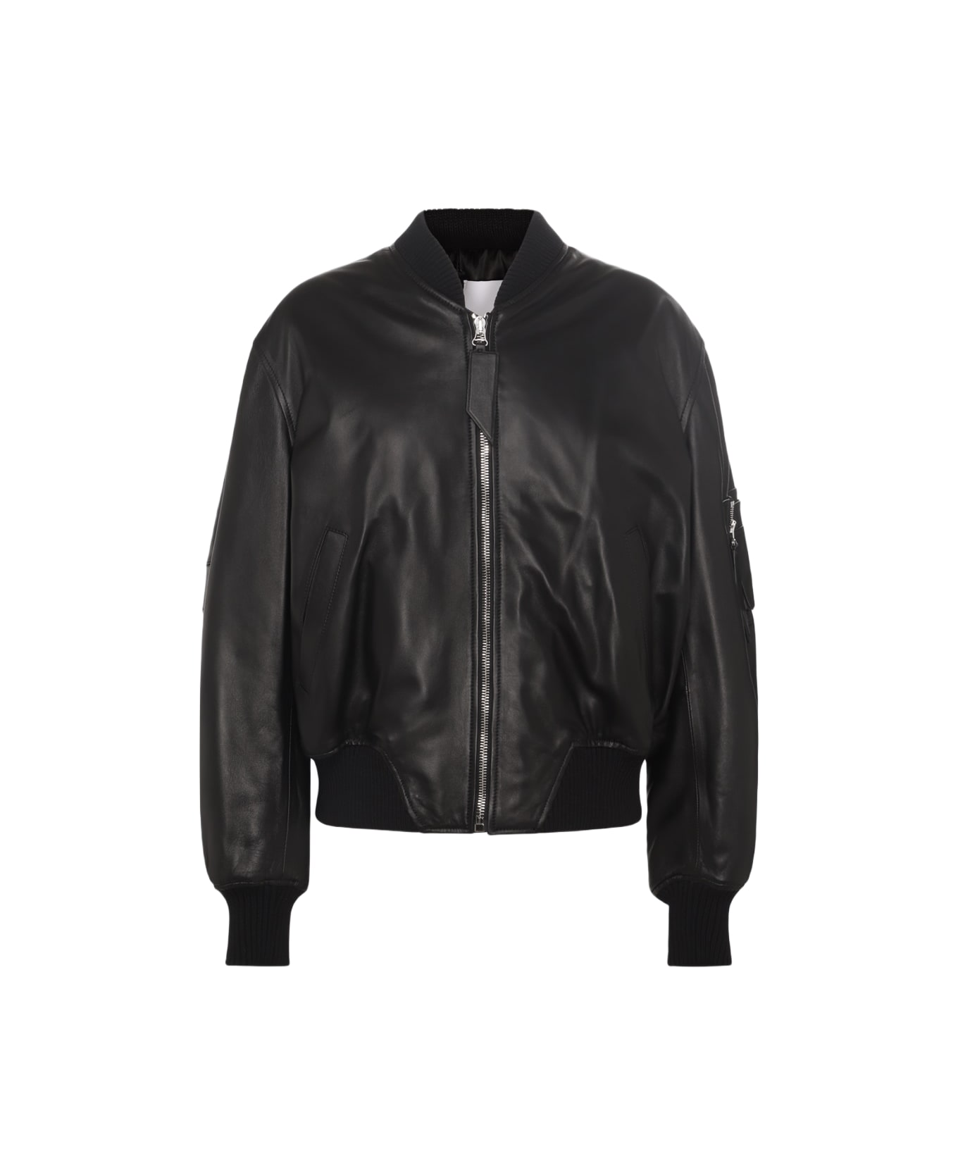The Attico Black Leather Jacket - Black