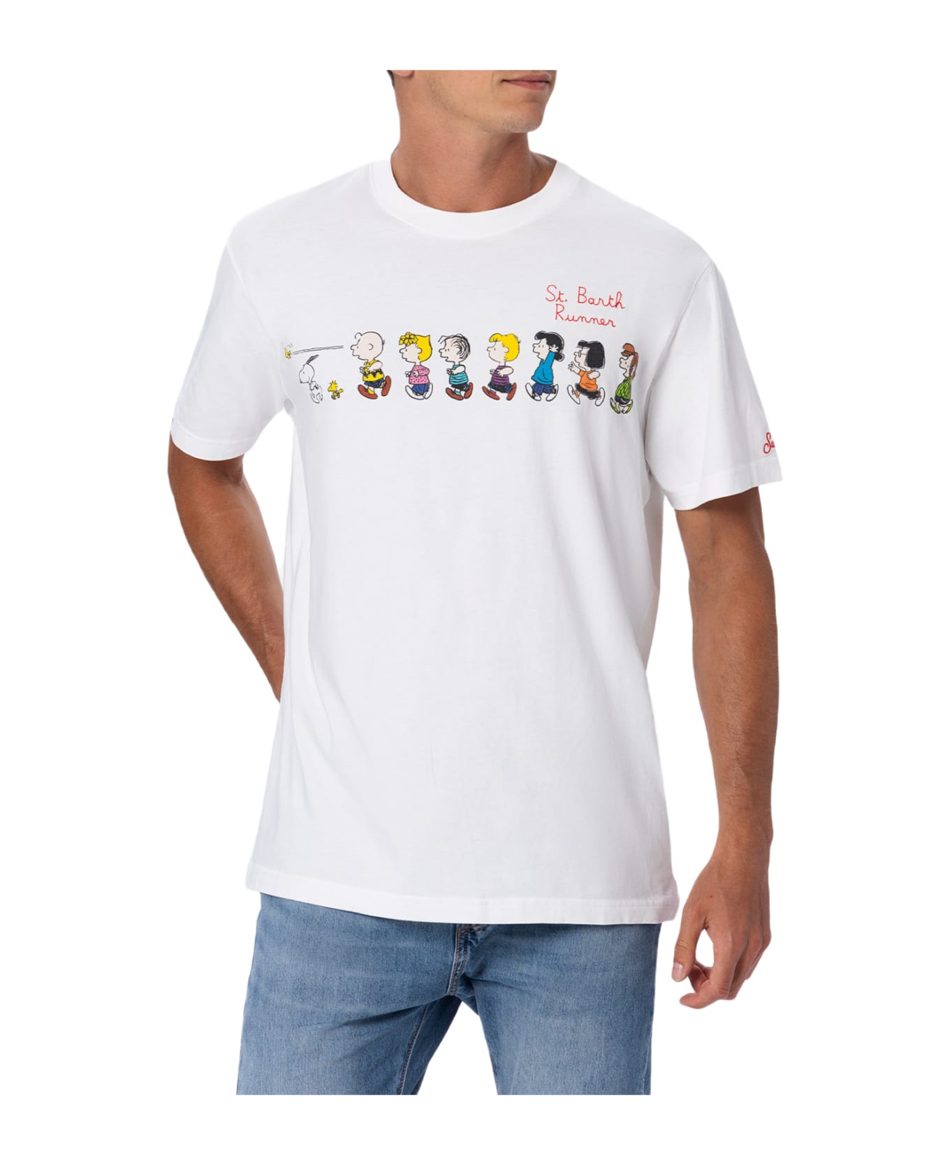 MC2 Saint Barth Man Cotton T-shirt With Peanuts Print And Embroidery| Snoopy Peanuts Special Edition - WHITE