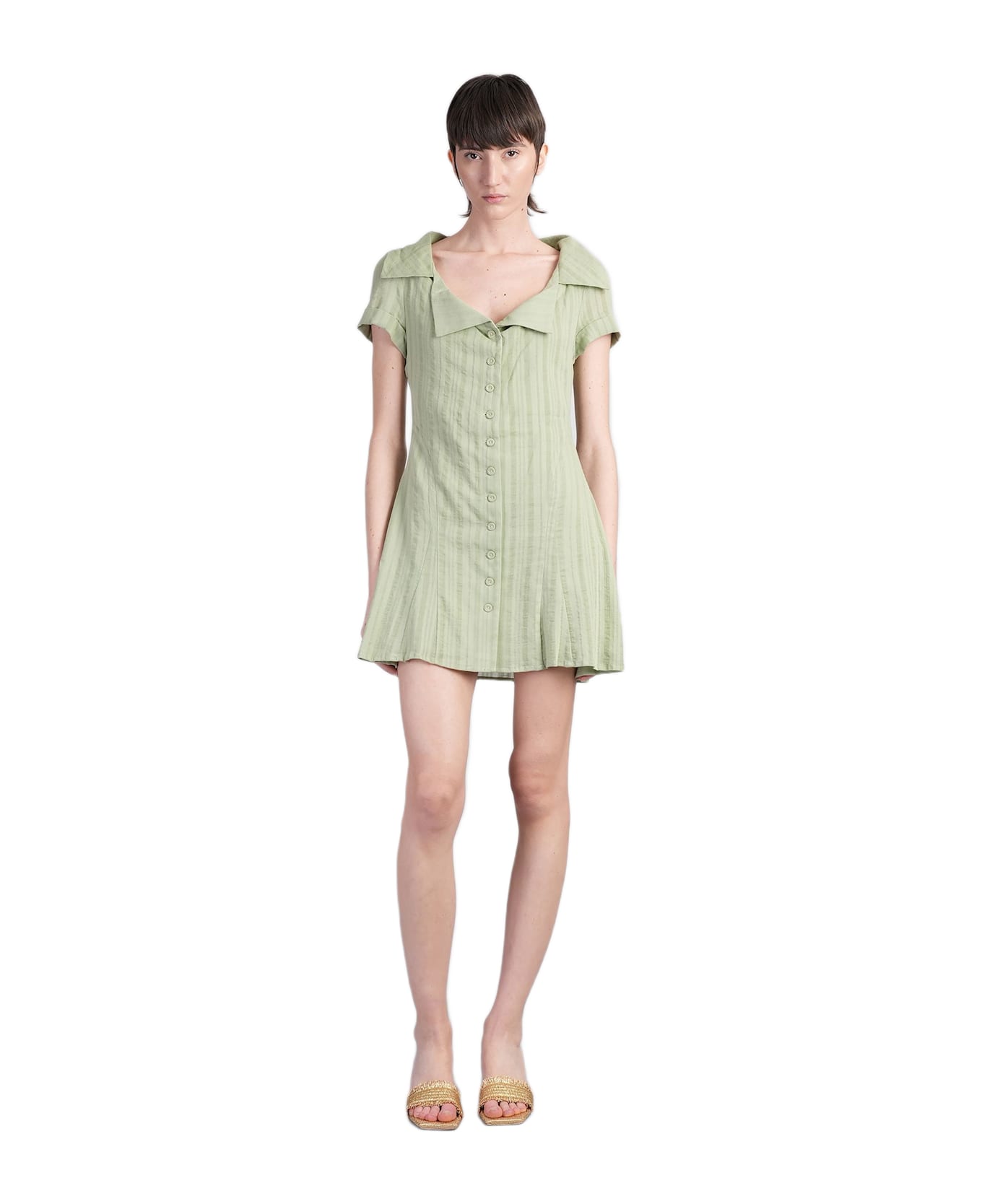 Cult Gaia Alix Mini Dress In Green Cotton - green