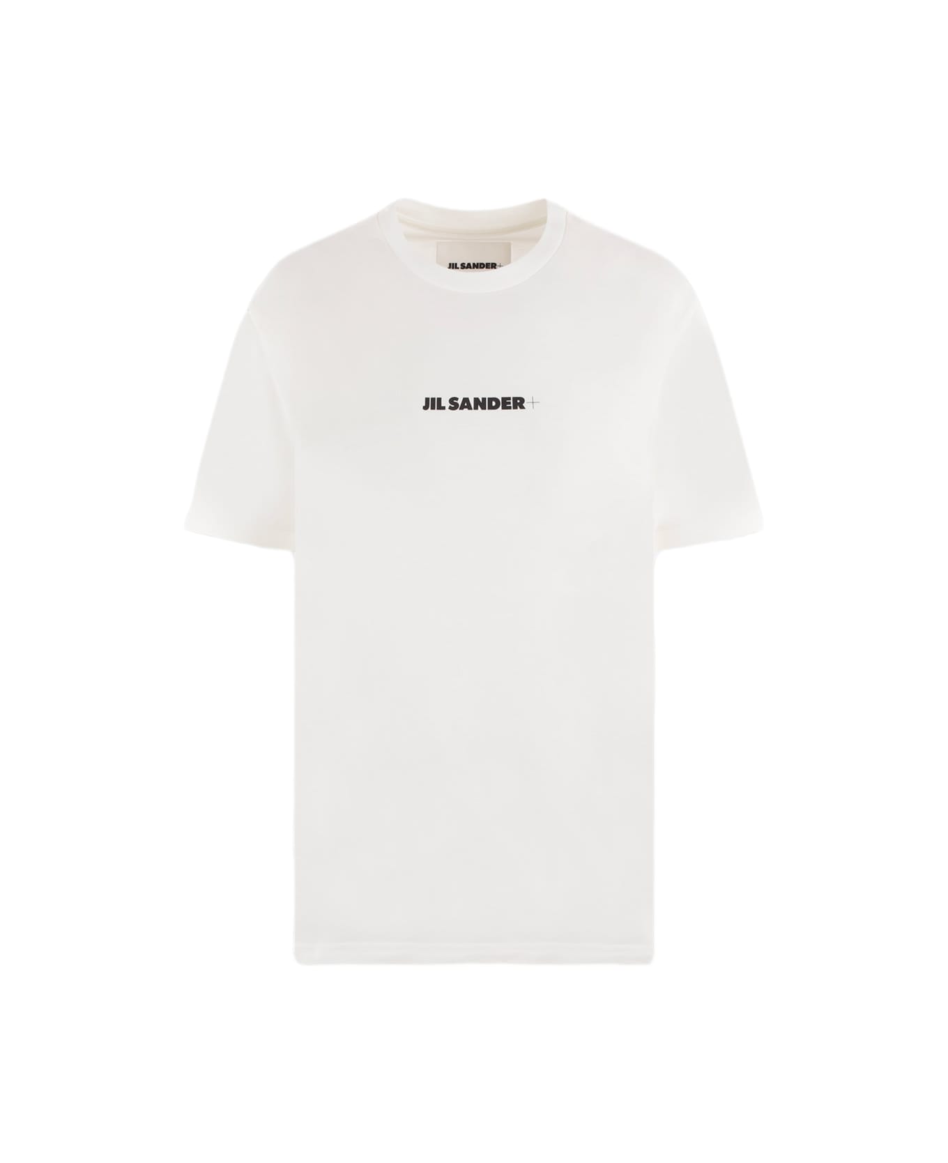 Jil Sander White And Black Cotton T-shirt - PORCELAIN