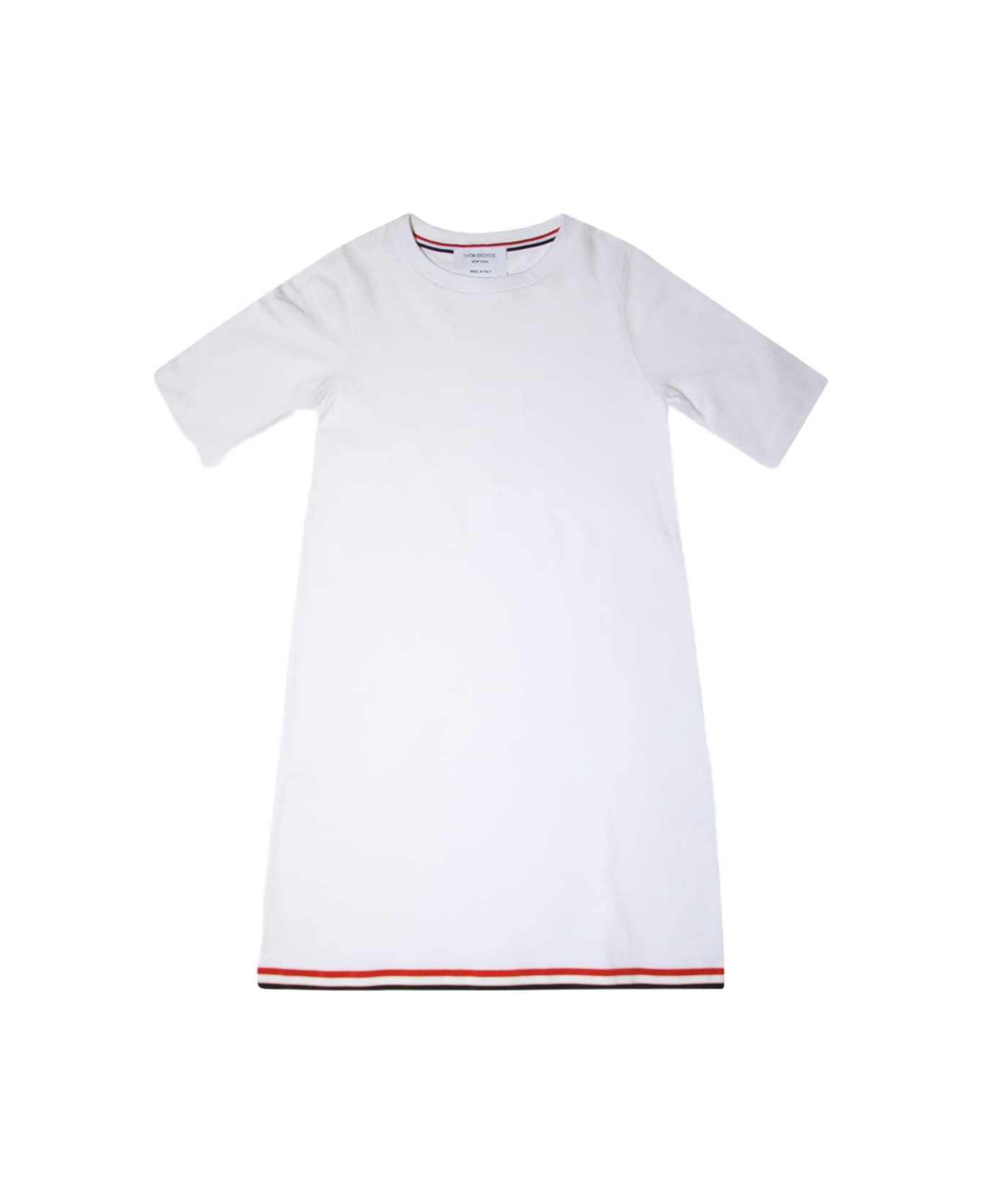 Thom Browne White Cotton Logo T-shirt Dress - White