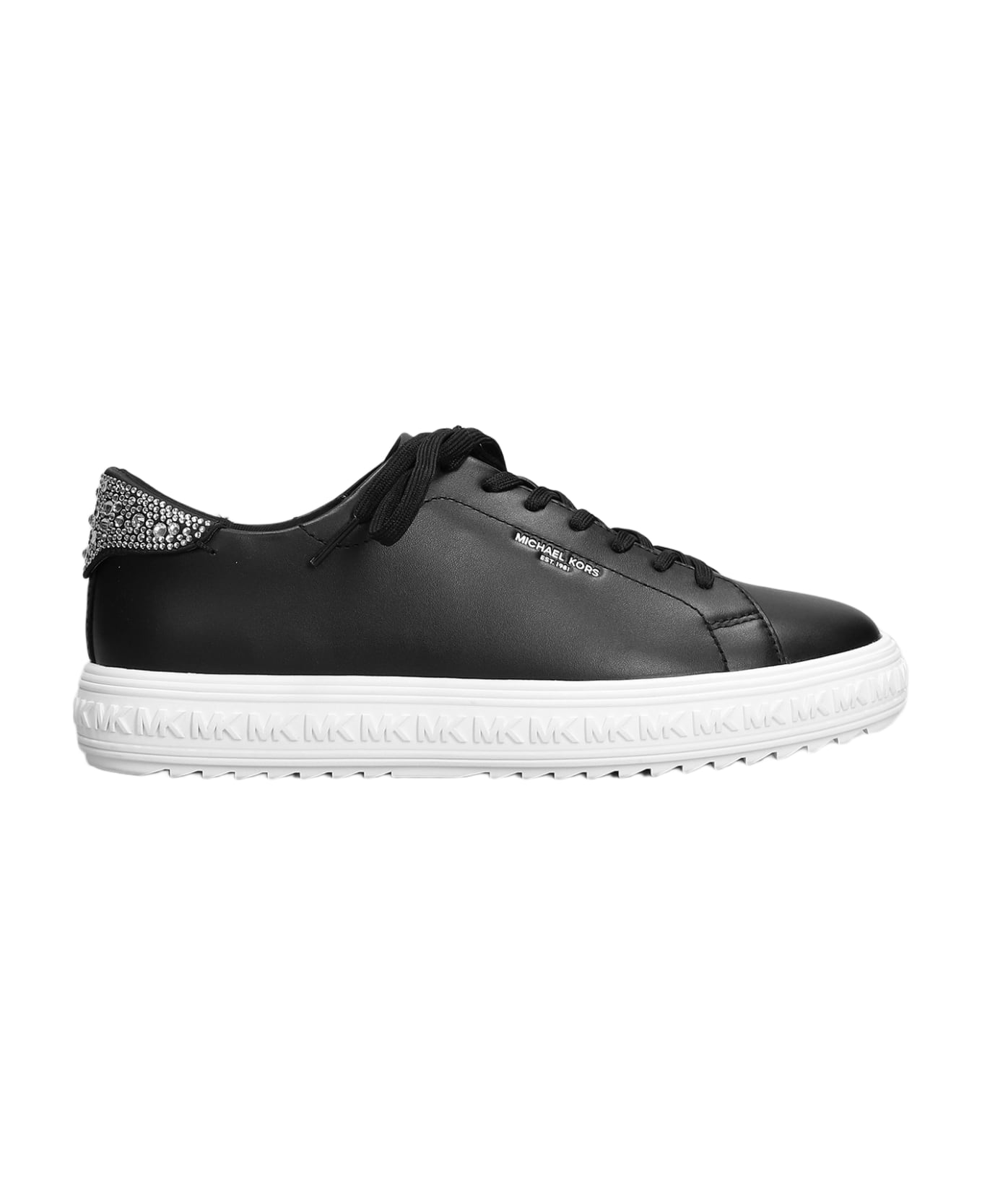 Michael Kors Grove Lake Up Sneakers In Black Leather And Jeans - black