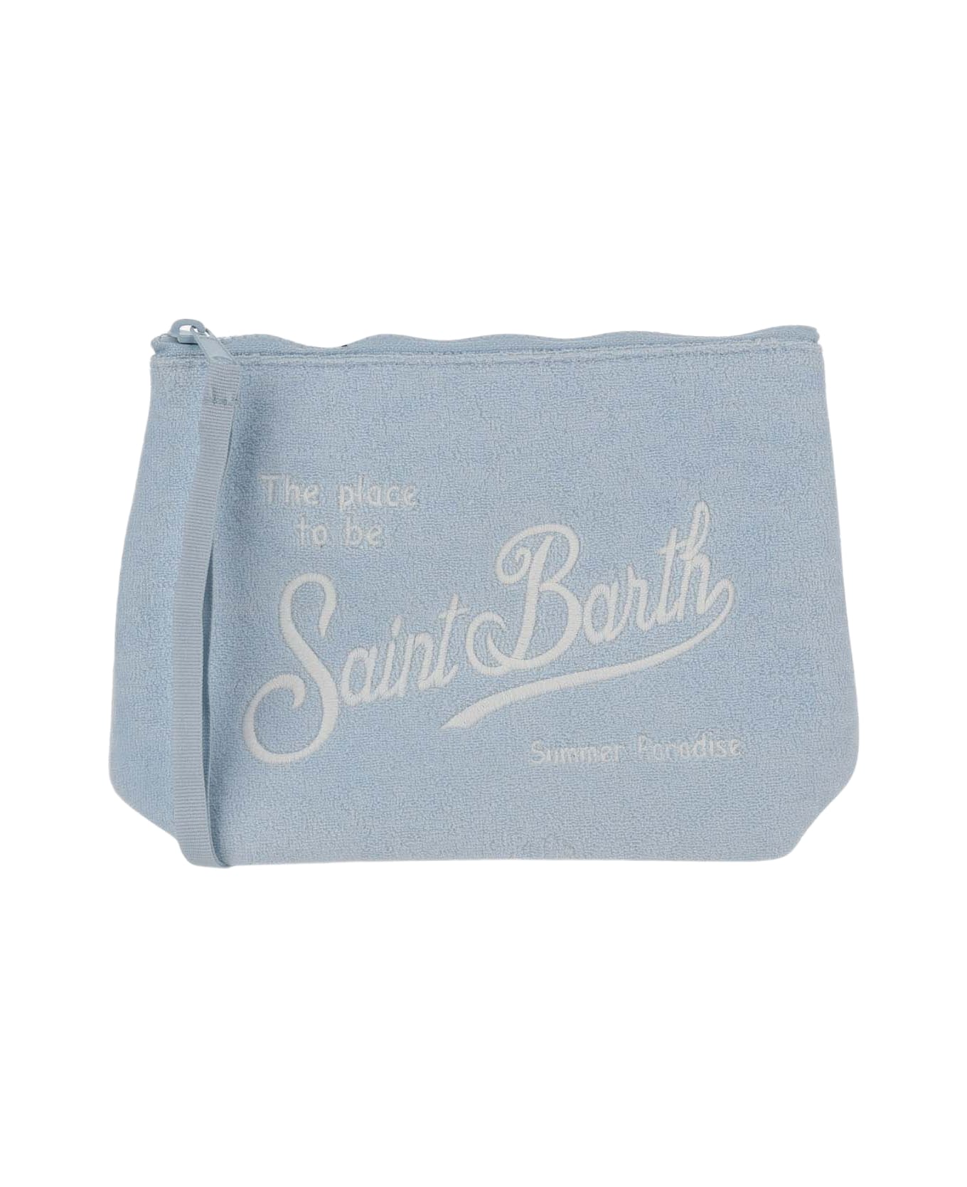 MC2 Saint Barth Fabric Clutch Bag With Logo - Clear Blue