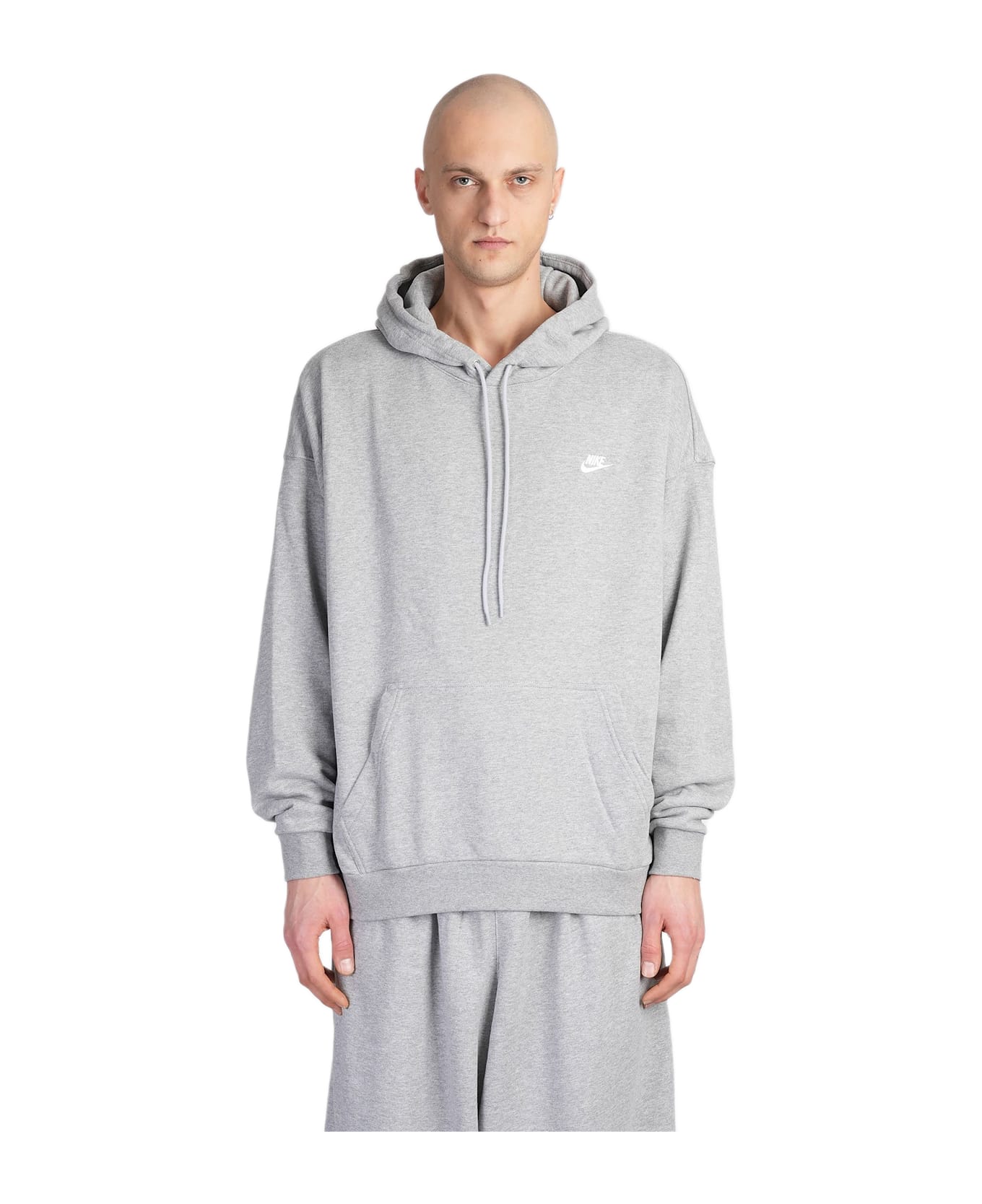 Nike Club Ft Oversized Hd Sweatshirt In Grey Cotton - grey