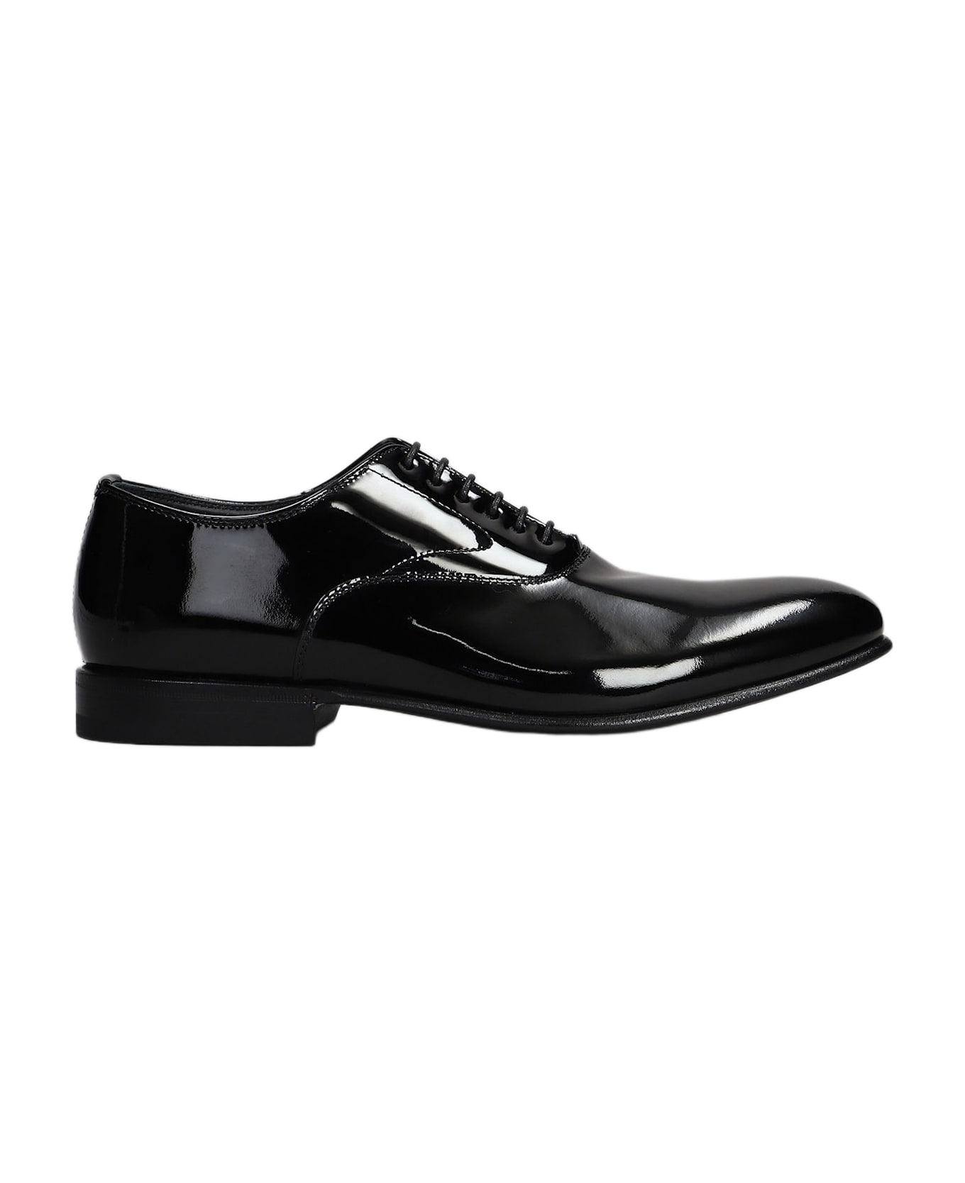 Green George Lace Up Shoes In Black Patent Leather - black