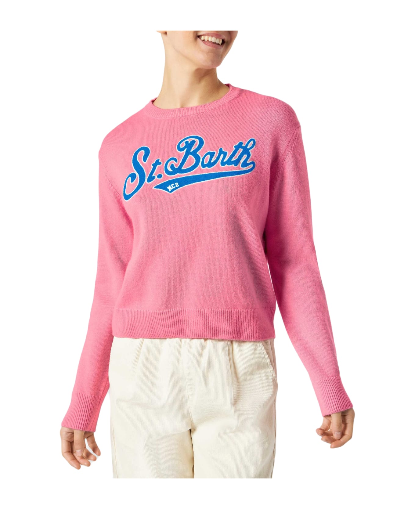 MC2 Saint Barth Woman Pink Cropped Sweater - PINK ニットウェア