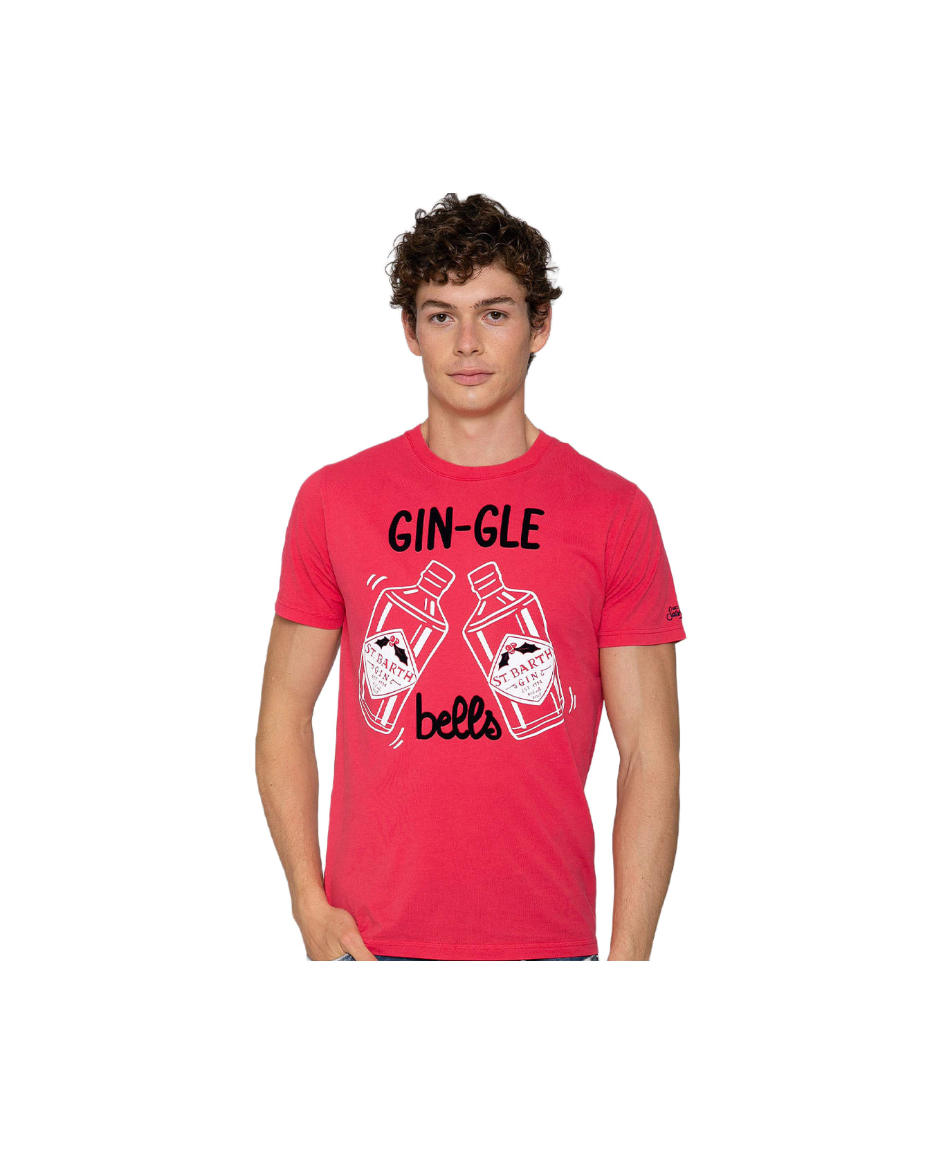 MC2 Saint Barth Man T-shirt Gin-gle Bells Print - RED