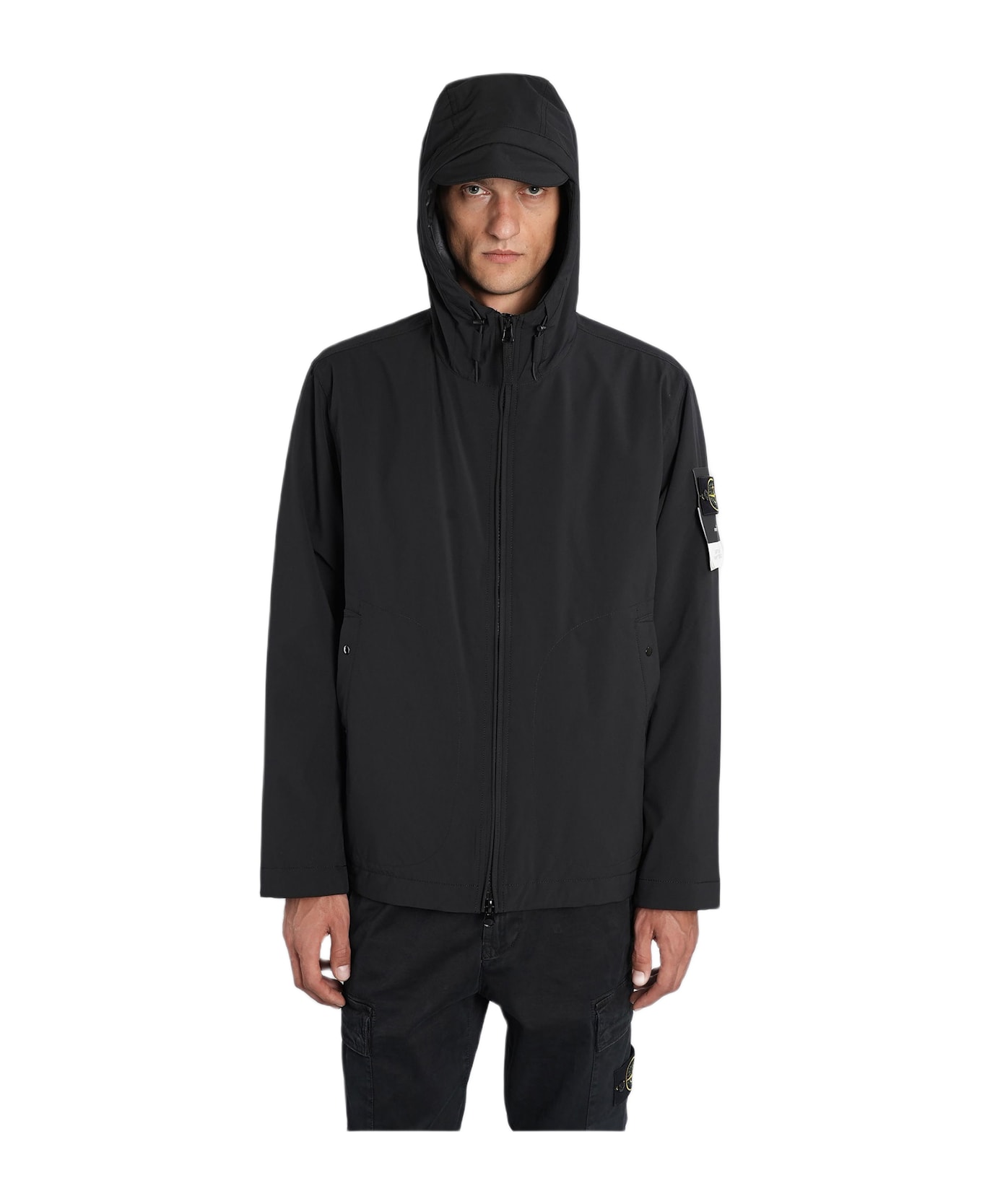 Stone Island Casual Jacket In Black Polyamide - black