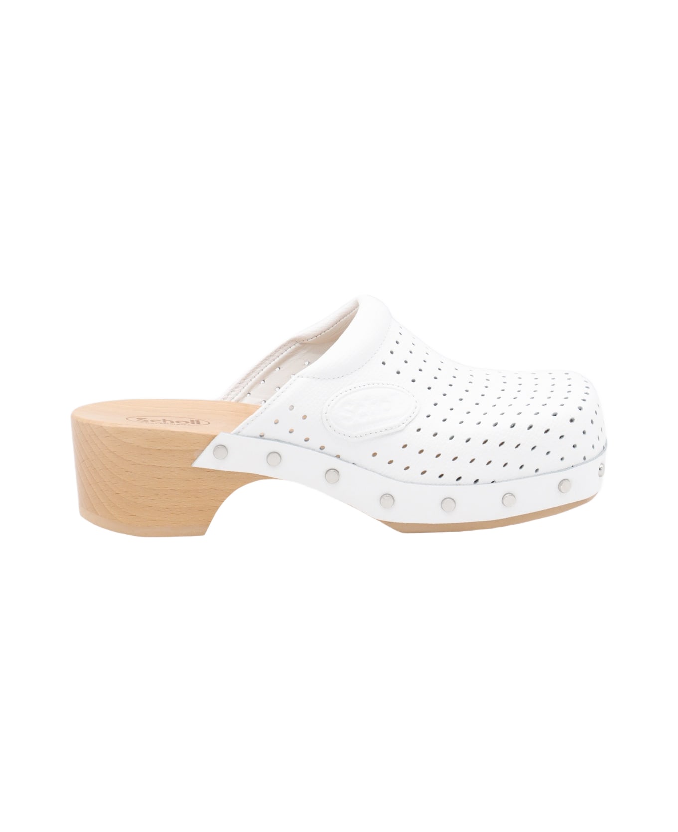 Balenciaga White Leather Scholl Sandals - White