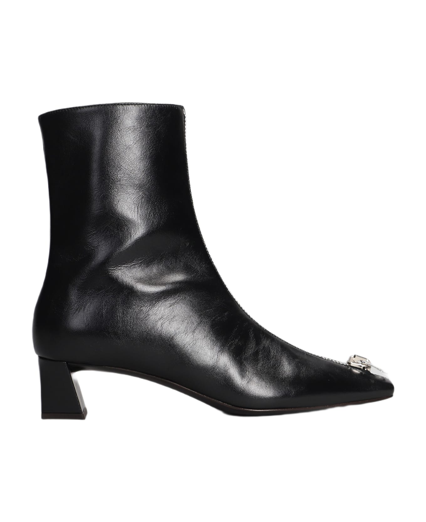 Giuseppe Zanotti Oranie Low Heels Ankle Boots In Black Leather - black