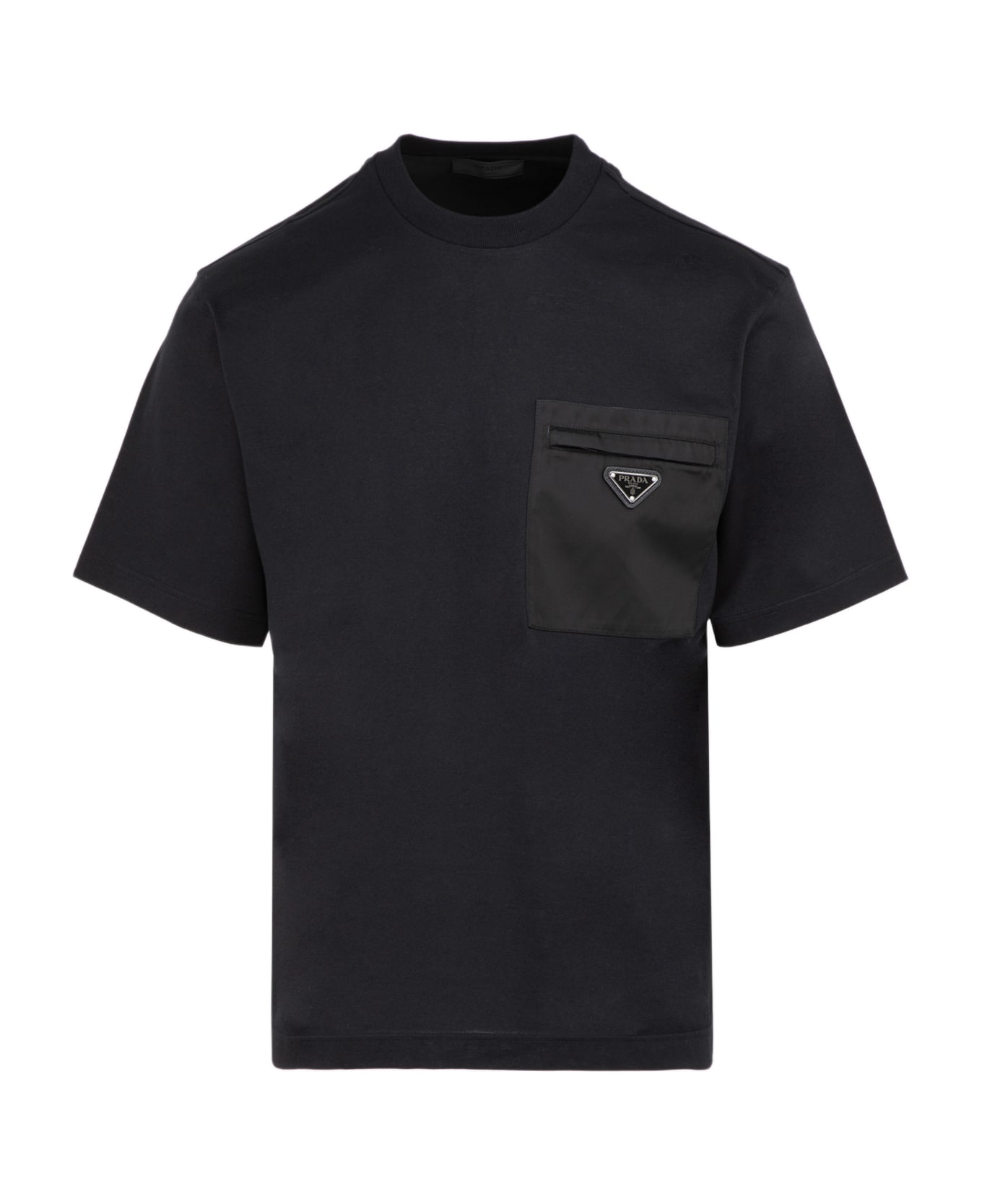 Prada T-shirt With Nylon Pocket - Nero