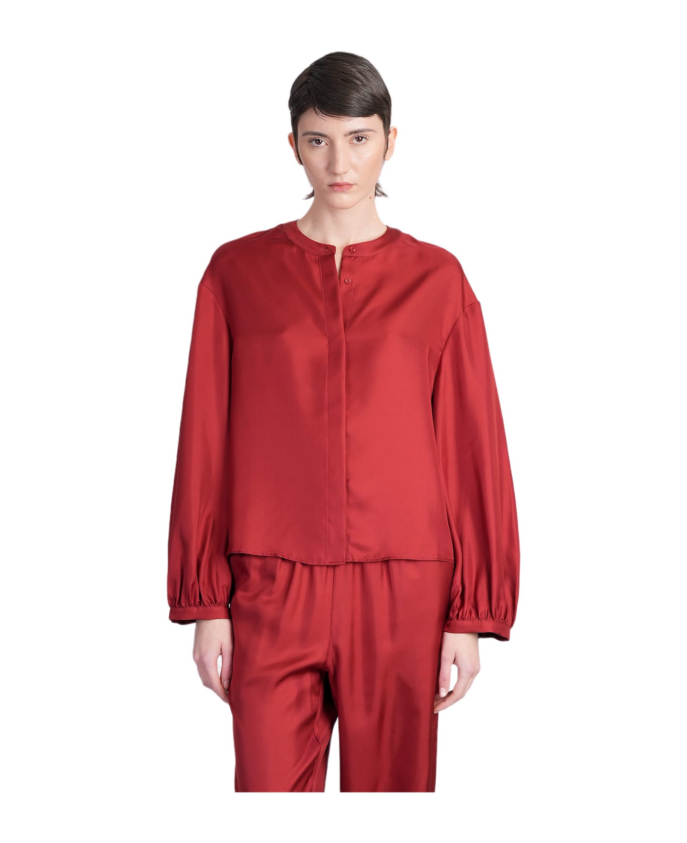 Loulou Studio Lea Blouse In Red Silk - red