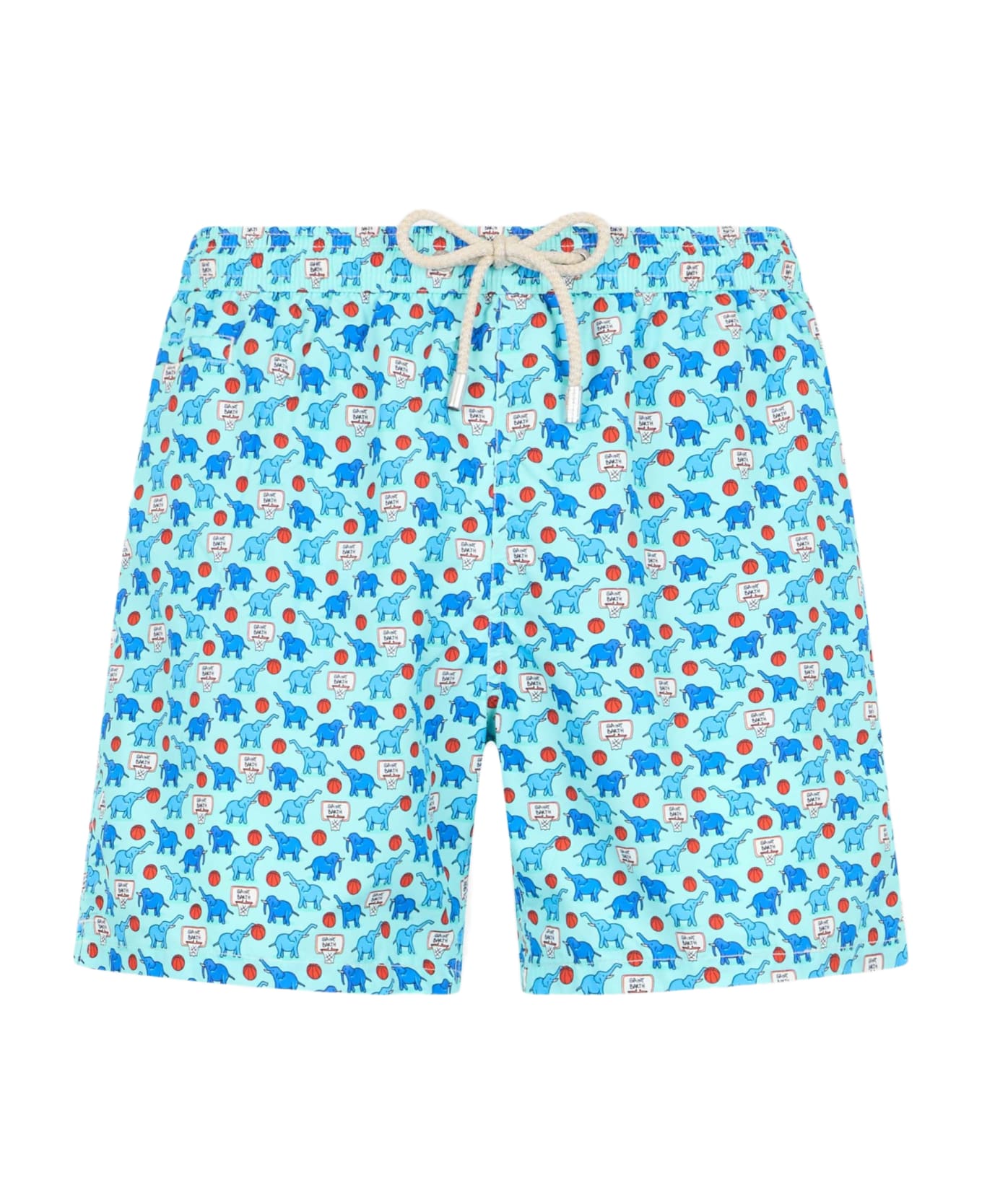 MC2 Saint Barth Man Lightweight Fabric Swim-shorts Lighting Micro Fantasy With Elephant Print - GREEN