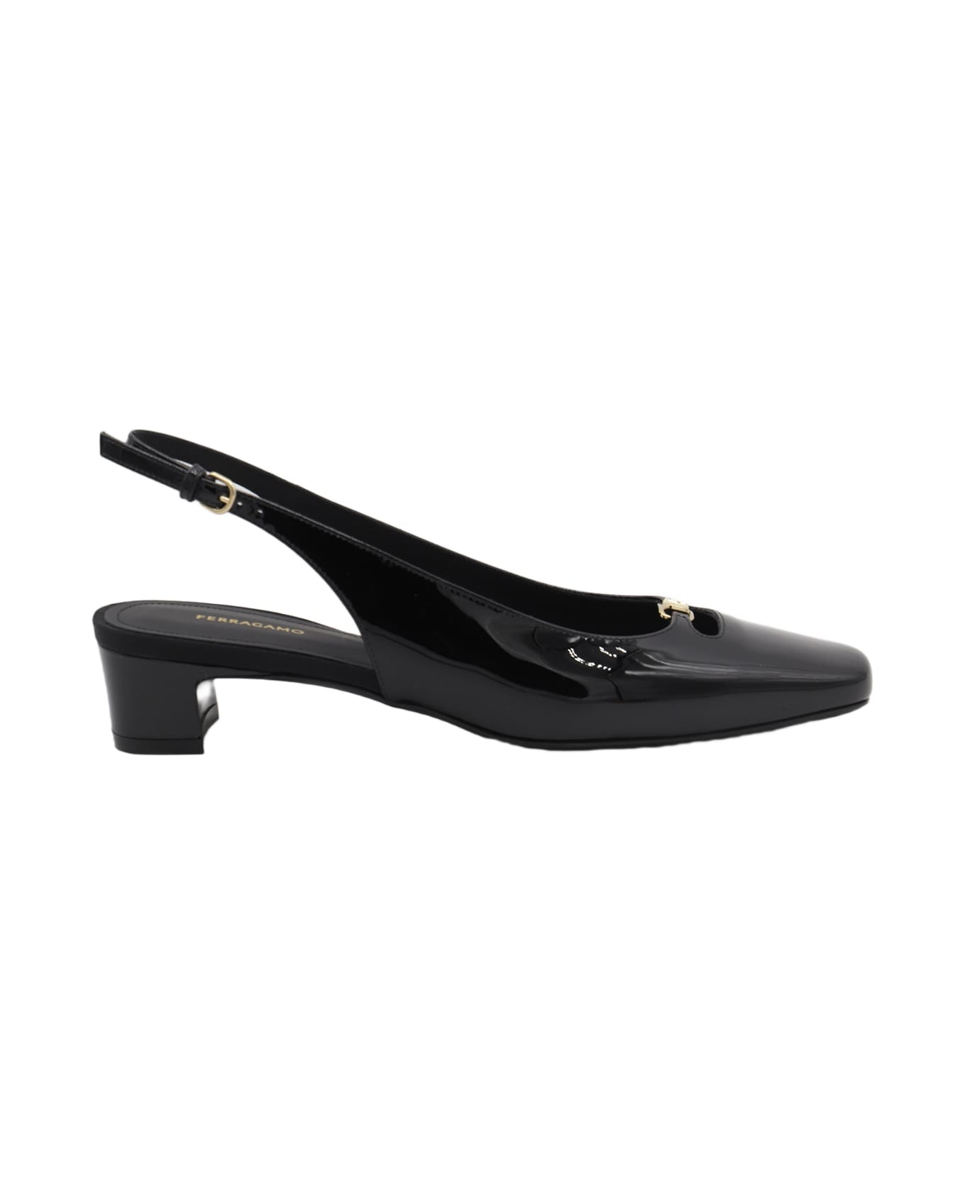 Ferragamo Black Leather Pumps - Black