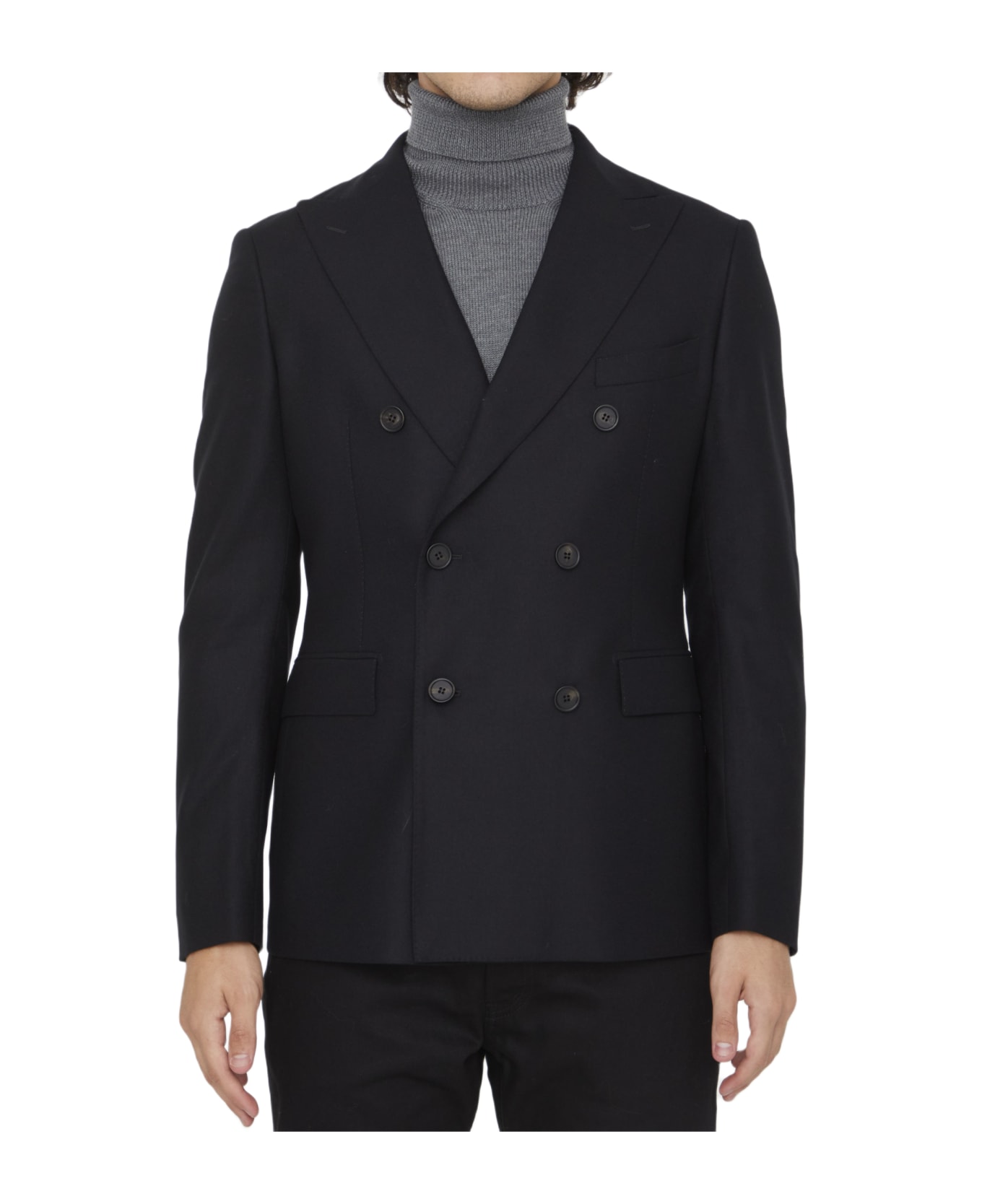 Tonello Double-breasted Jacket In Wool - BLACK ジャケット