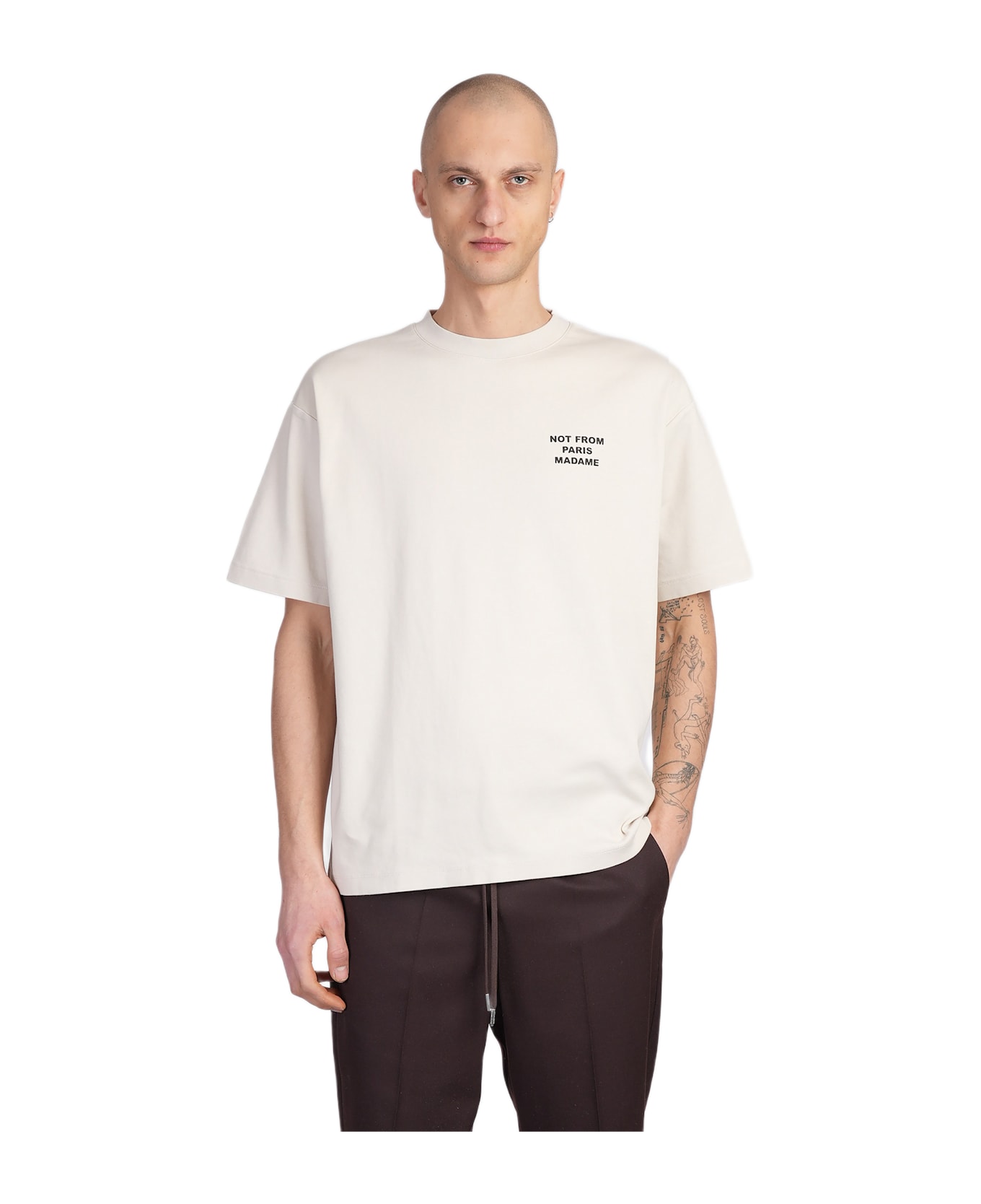 Drôle de Monsieur T-shirt In Beige Cotton - beige