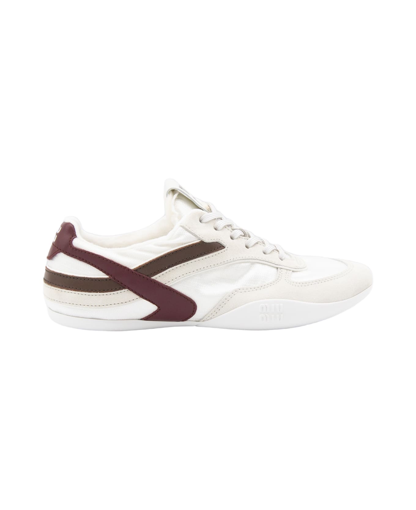 Miu Miu White Leather Sneakers - BIANCO+AMARANTO