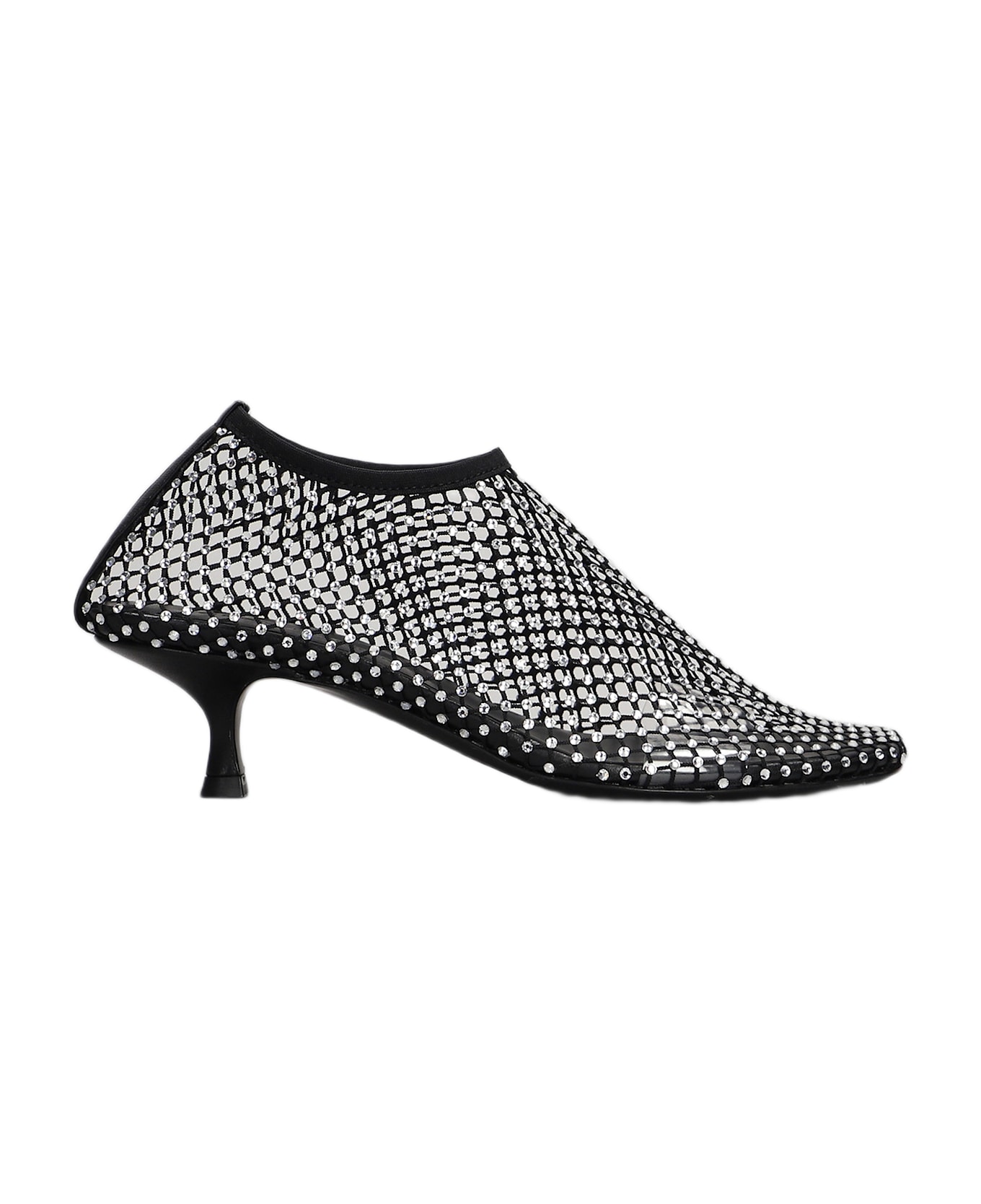 Christopher Esber Minette Crystal Low Heels Ankle Boots In Black Nylon - black