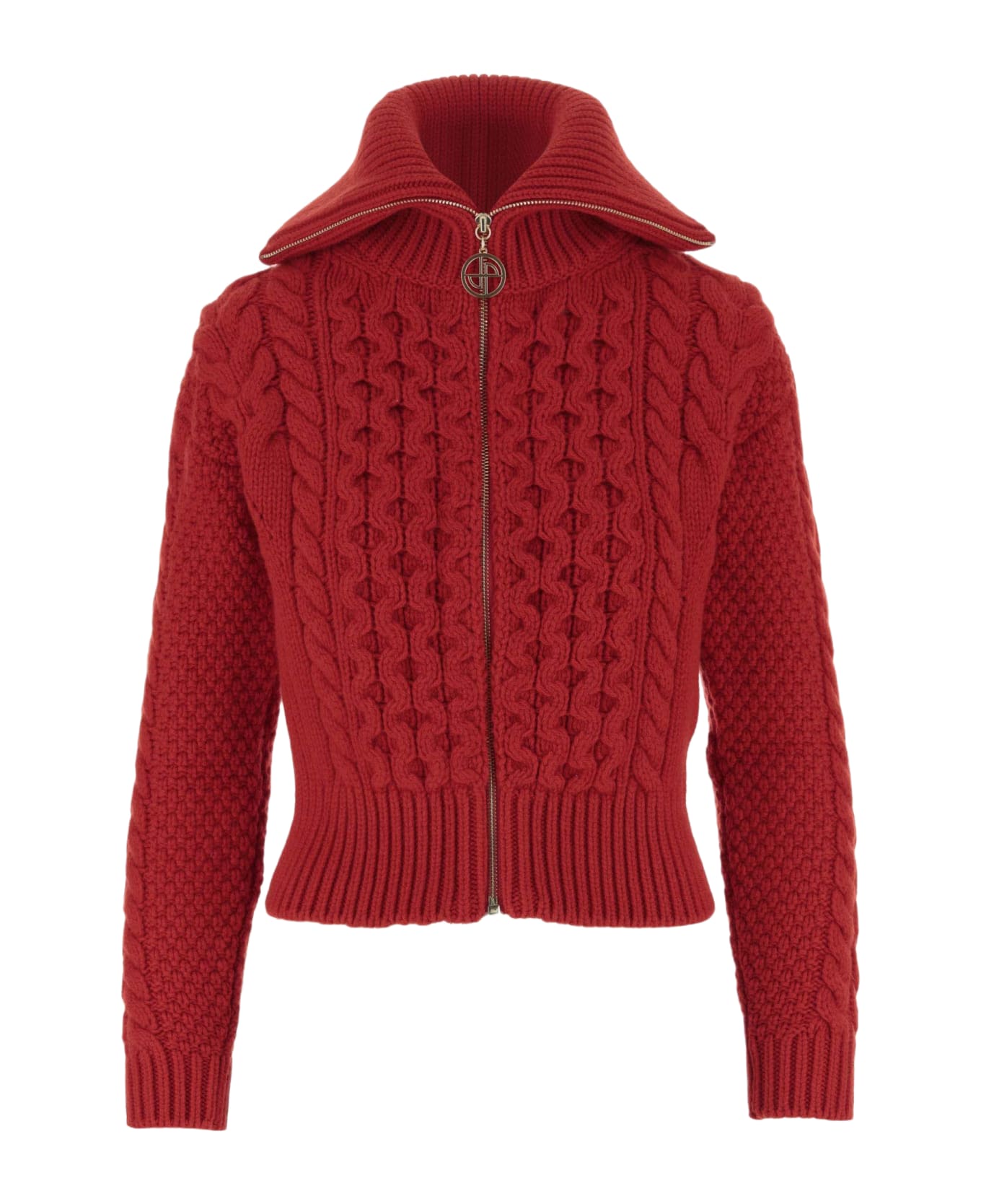 Patou Wool And Cashmere Woven Cardigan - Red