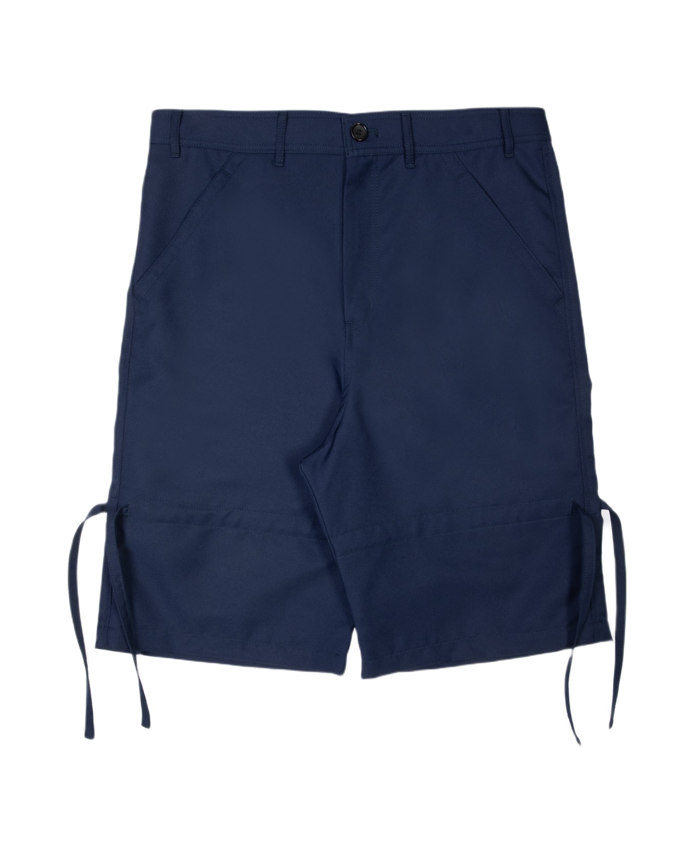 Comme des Garçons Shirt Mens Pants Woven Navy blue baggy shorts with ribbons detail - Blu ショートパンツ