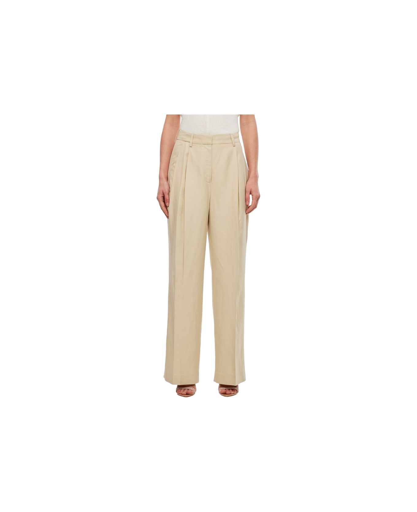 Loulou Studio Viscose Linen Cadar Trousers - Beige