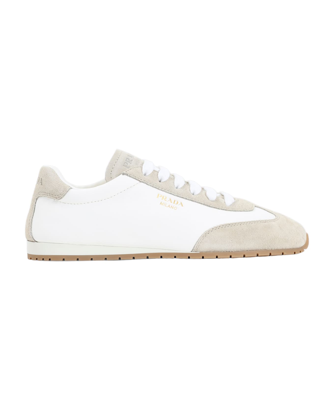 Prada Calf Leather Sneakers - Rg Avorio Pomice