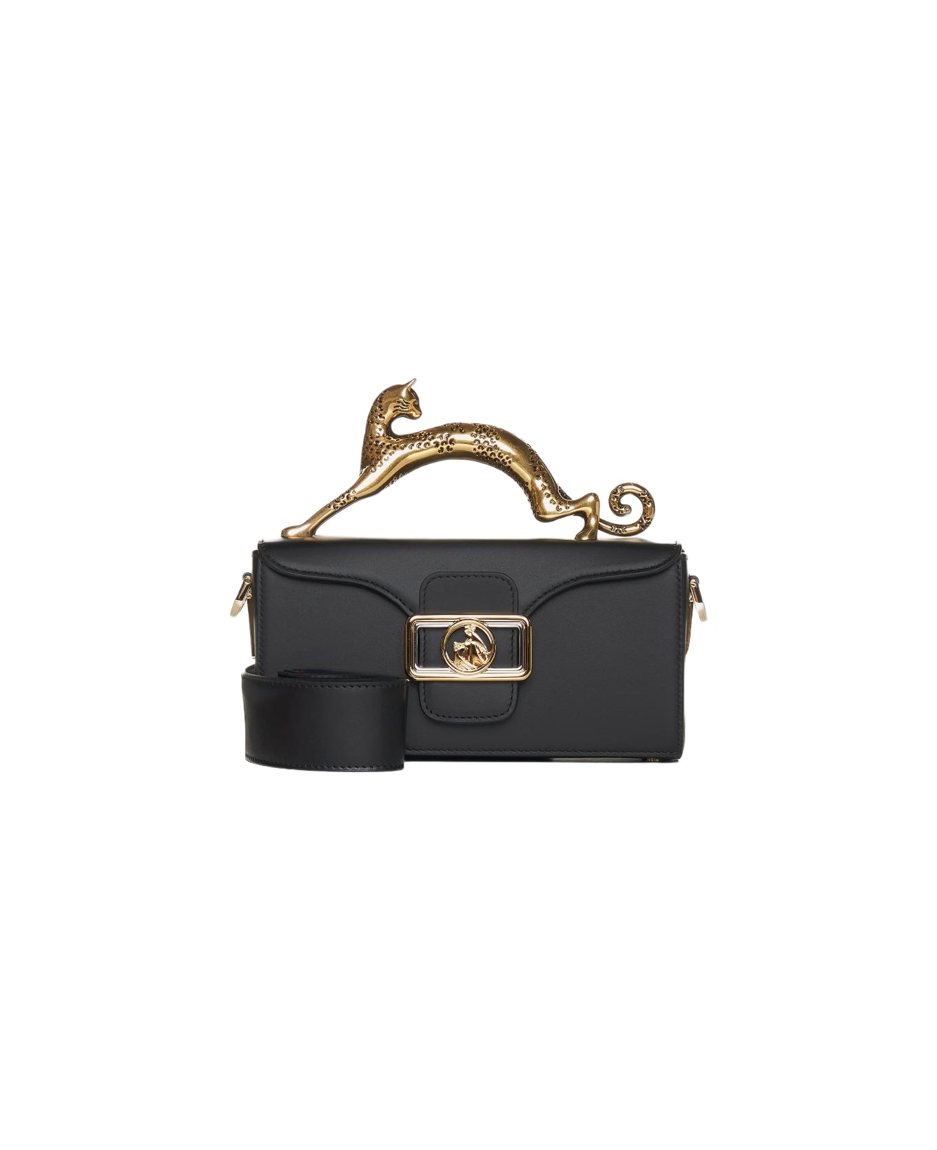 Lanvin Black Nano Pencil Cat Top Handle Bag - Black