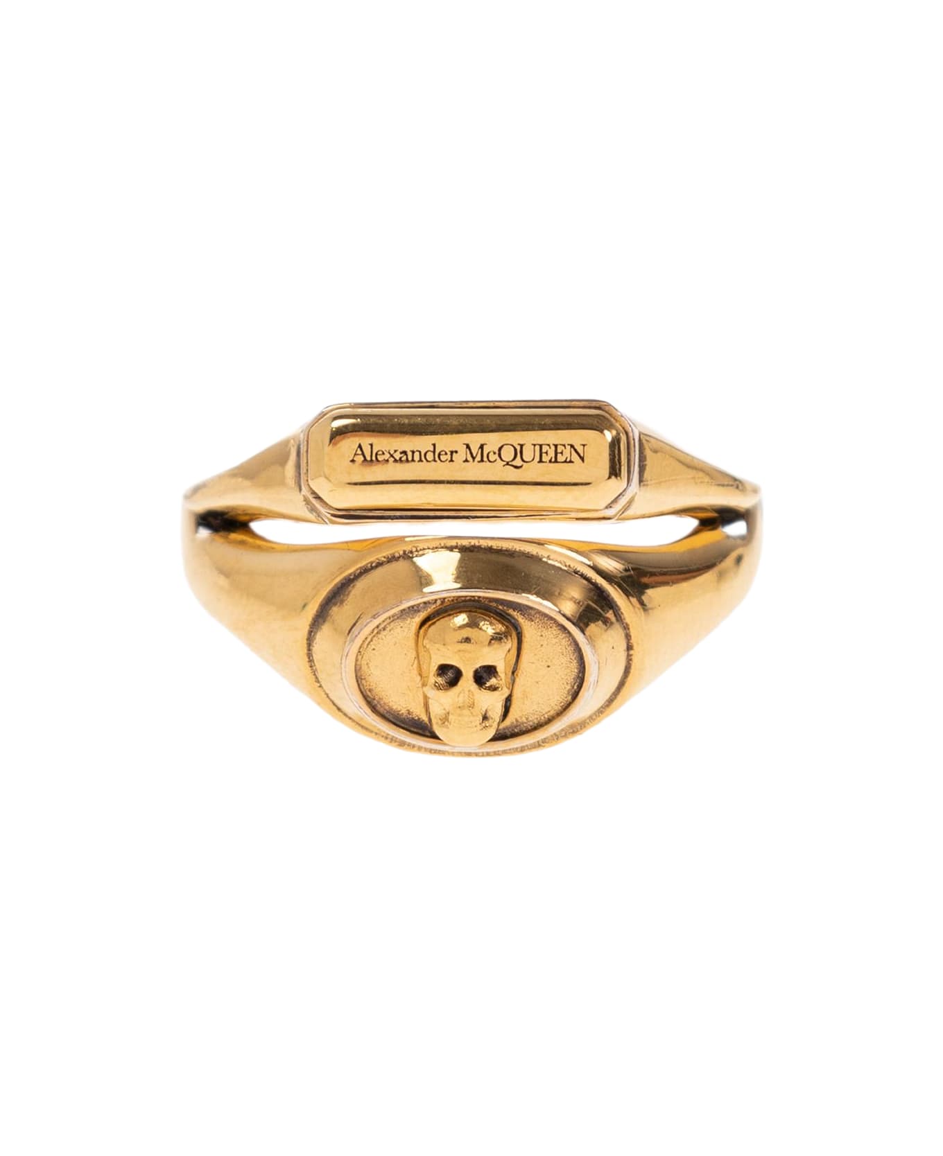 Alexander McQueen Ring With Logo - GOLD