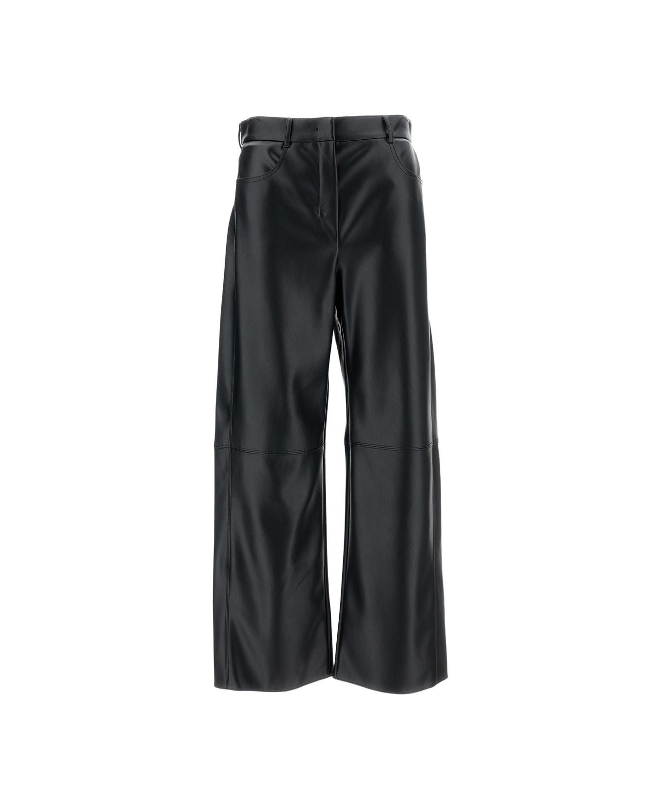 'S Max Mara Black Faux Leather Trousers - Black